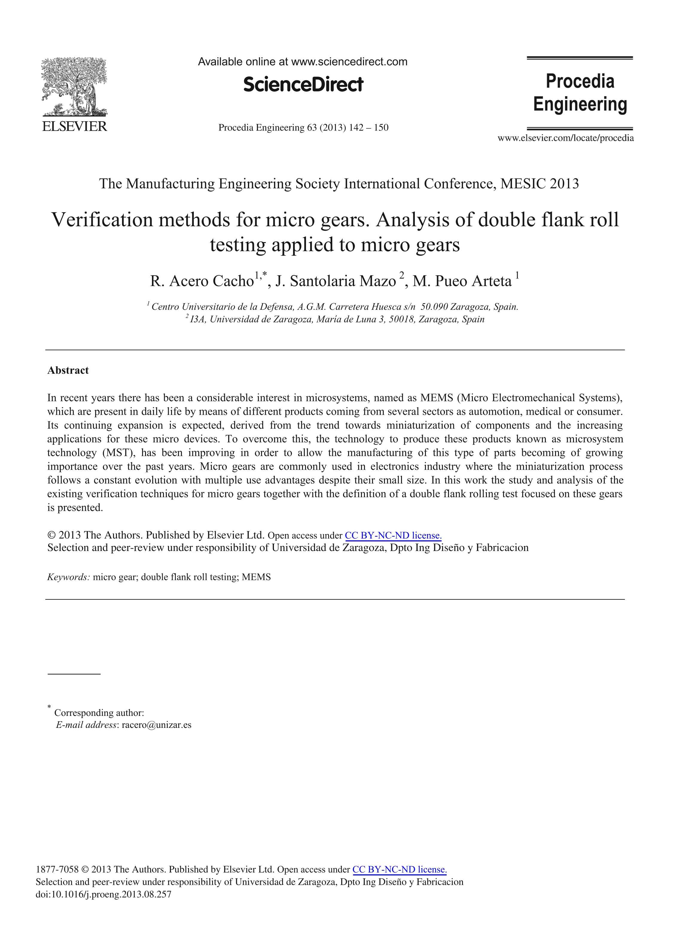 Verification methods for micro gears. Analysis of double flank roll testing applied to micro gears