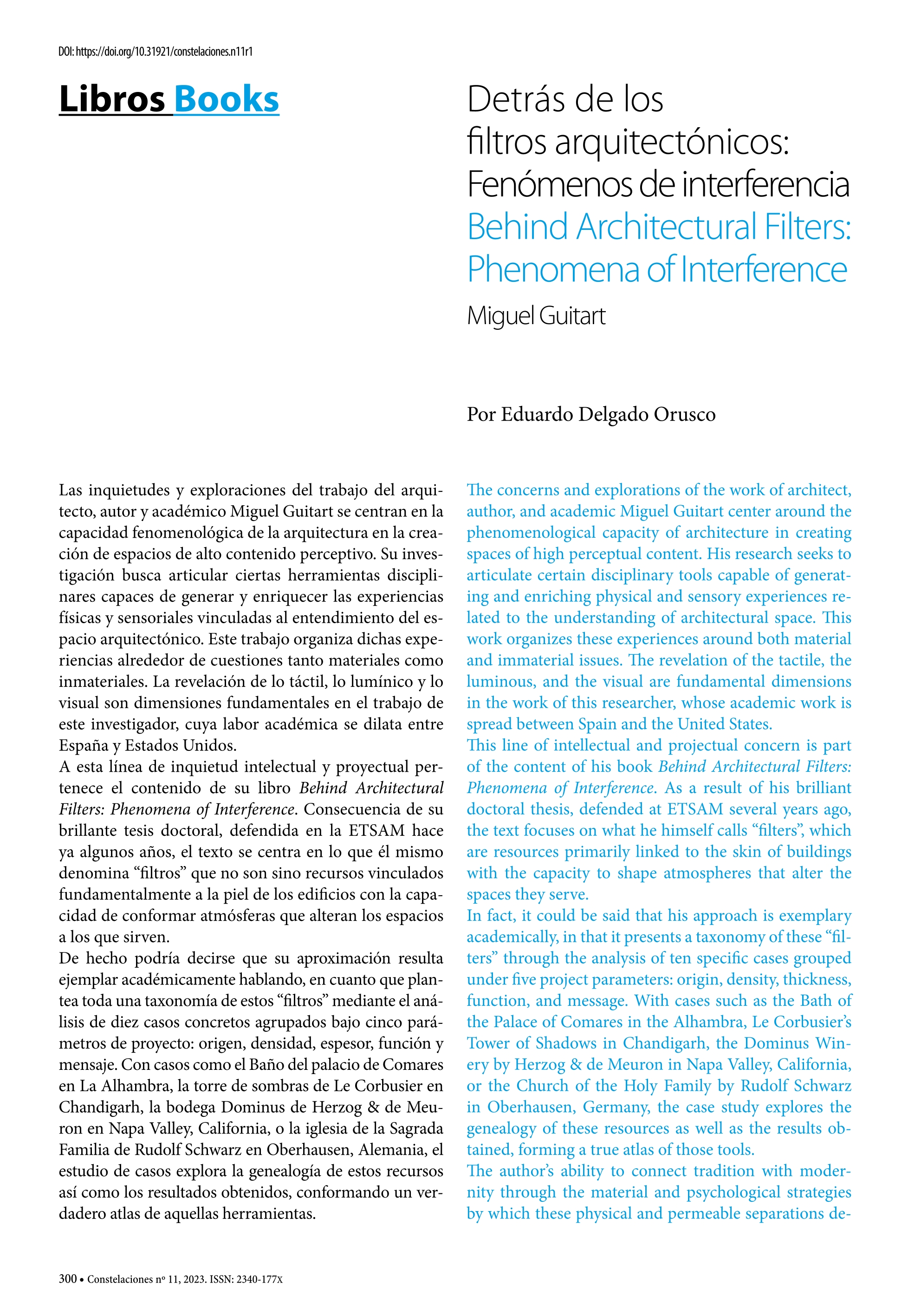 Miguel Guitart - Detrás de los filtros arquitectónicos: Fenómenos de interferencia. Behind Architectural Filters: Phenomena of Interference