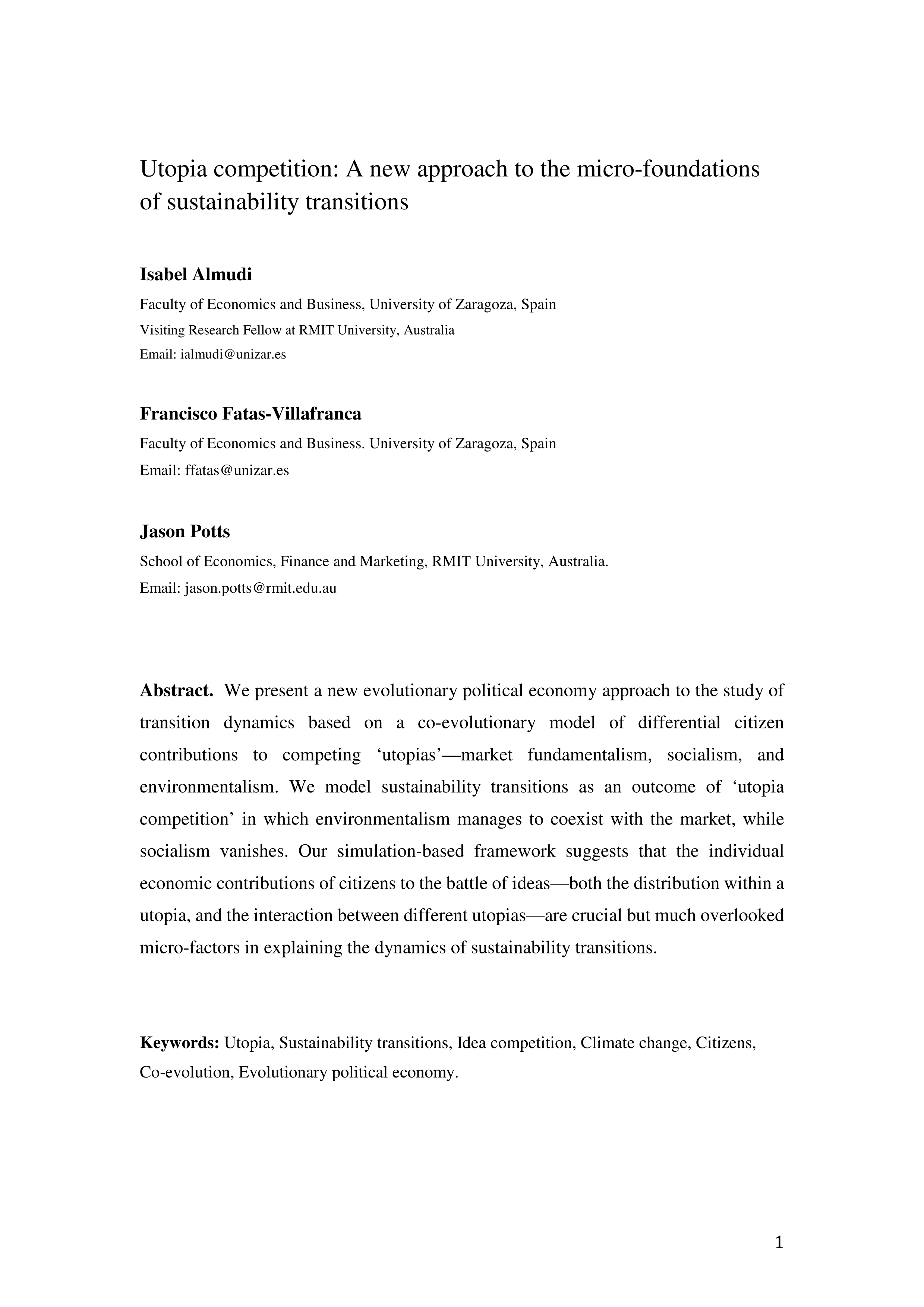 Utopia competition: a new approach to the micro-foundations of sustainability transitions