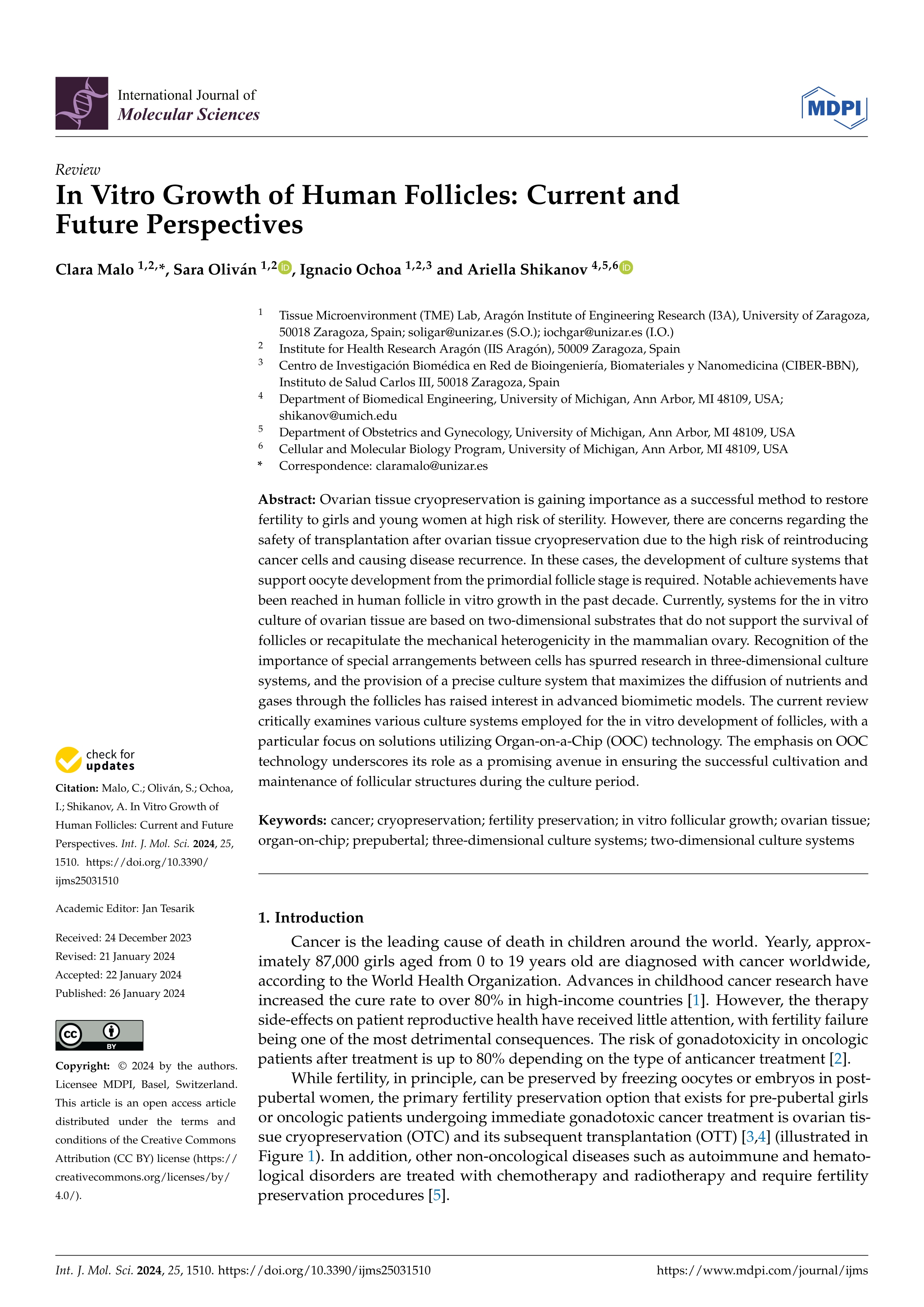 In vitro growth of human follicles: current and Future Perspectives