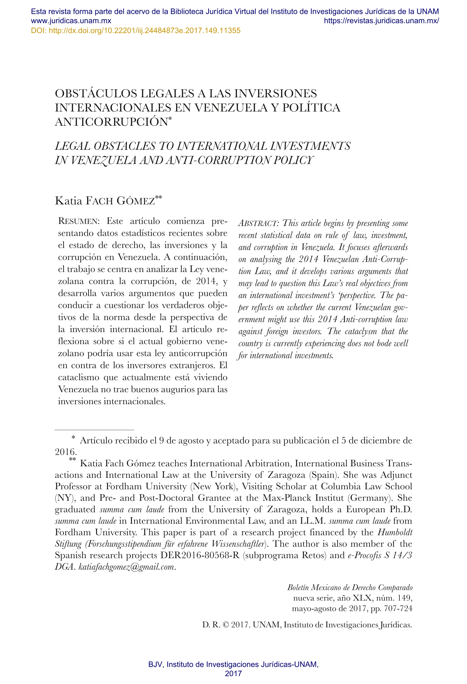 Obstáculos legales a las inversiones internacionales en Venezuela y política anticorrupcion