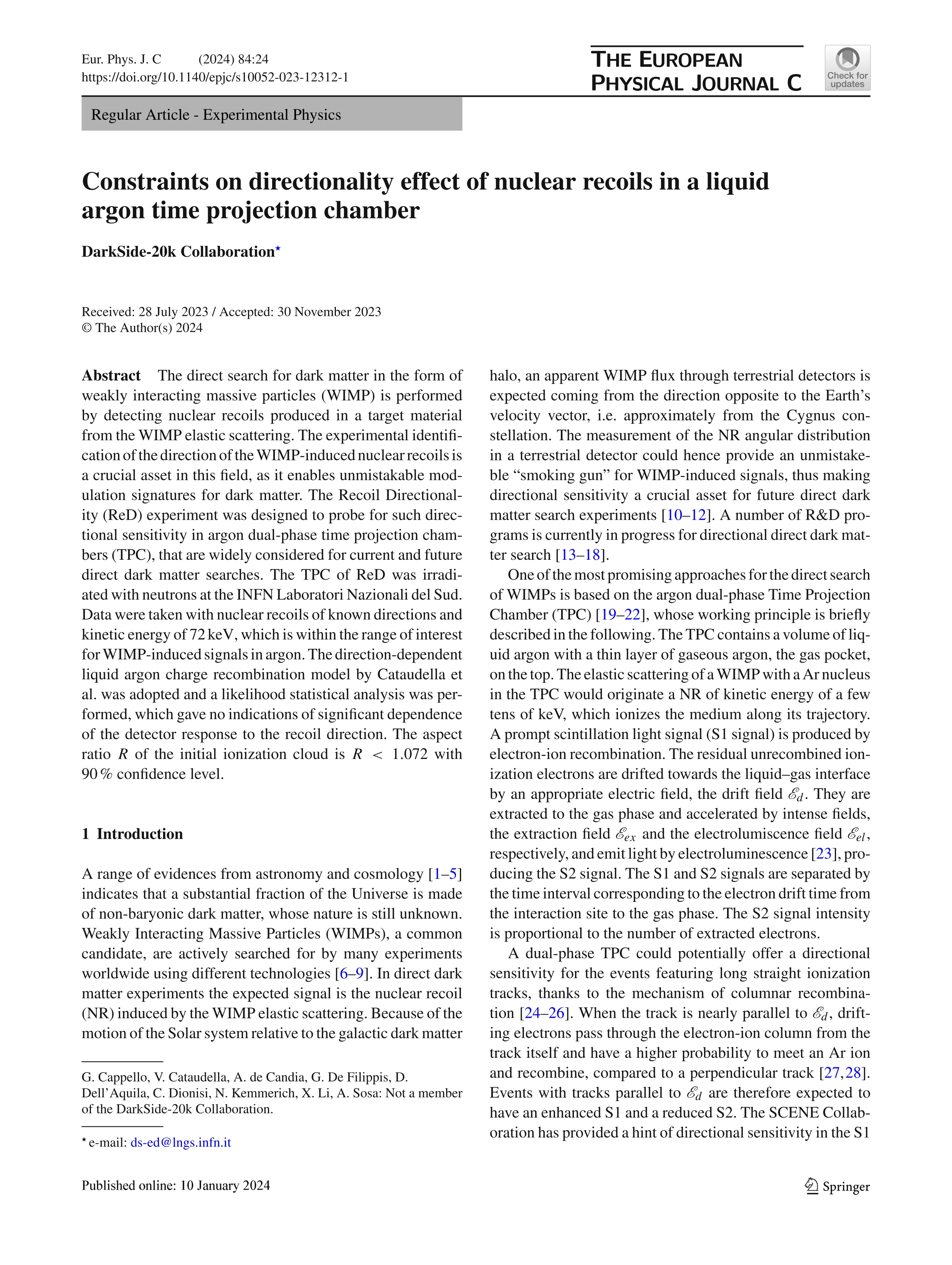 Constraints on directionality effect of nuclear recoils in a liquid argon time projection chamber