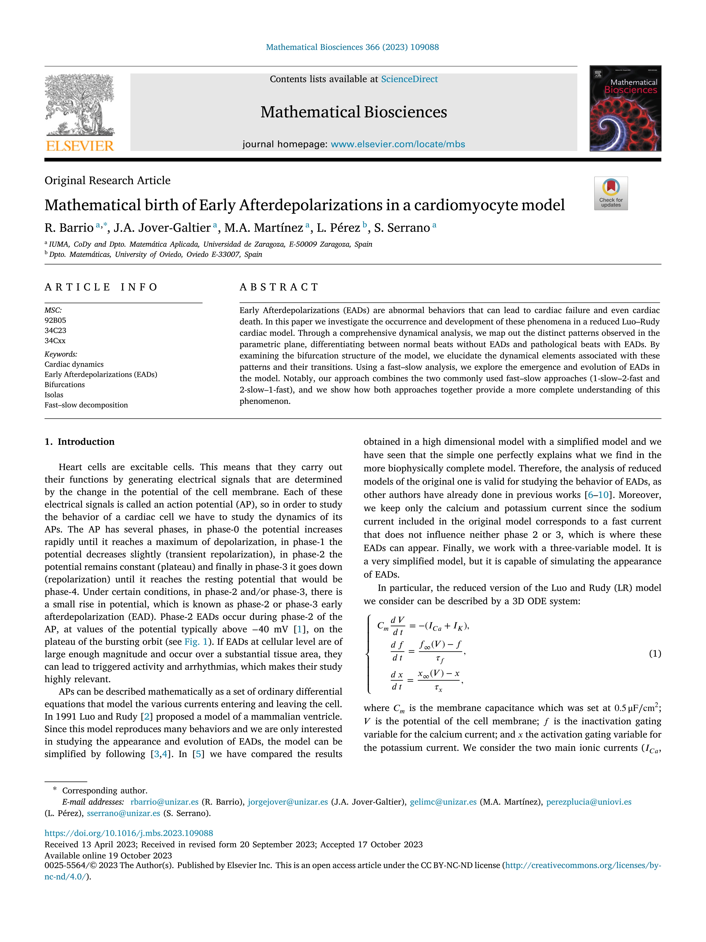 Mathematical birth of early afterdepolarizations in a cardiomyocyte model