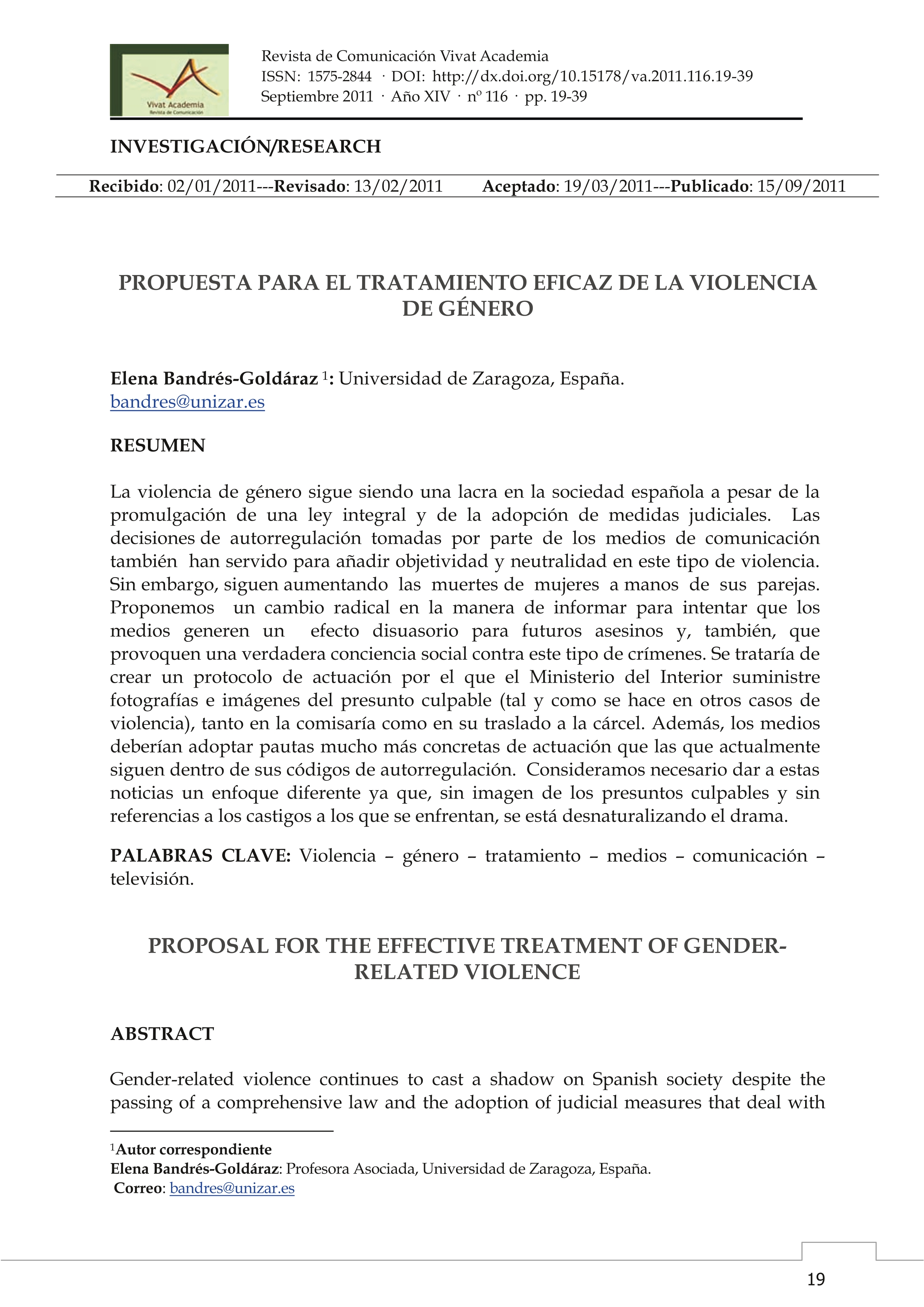 Propuesta para el tratamiento eficaz de la violencia de género