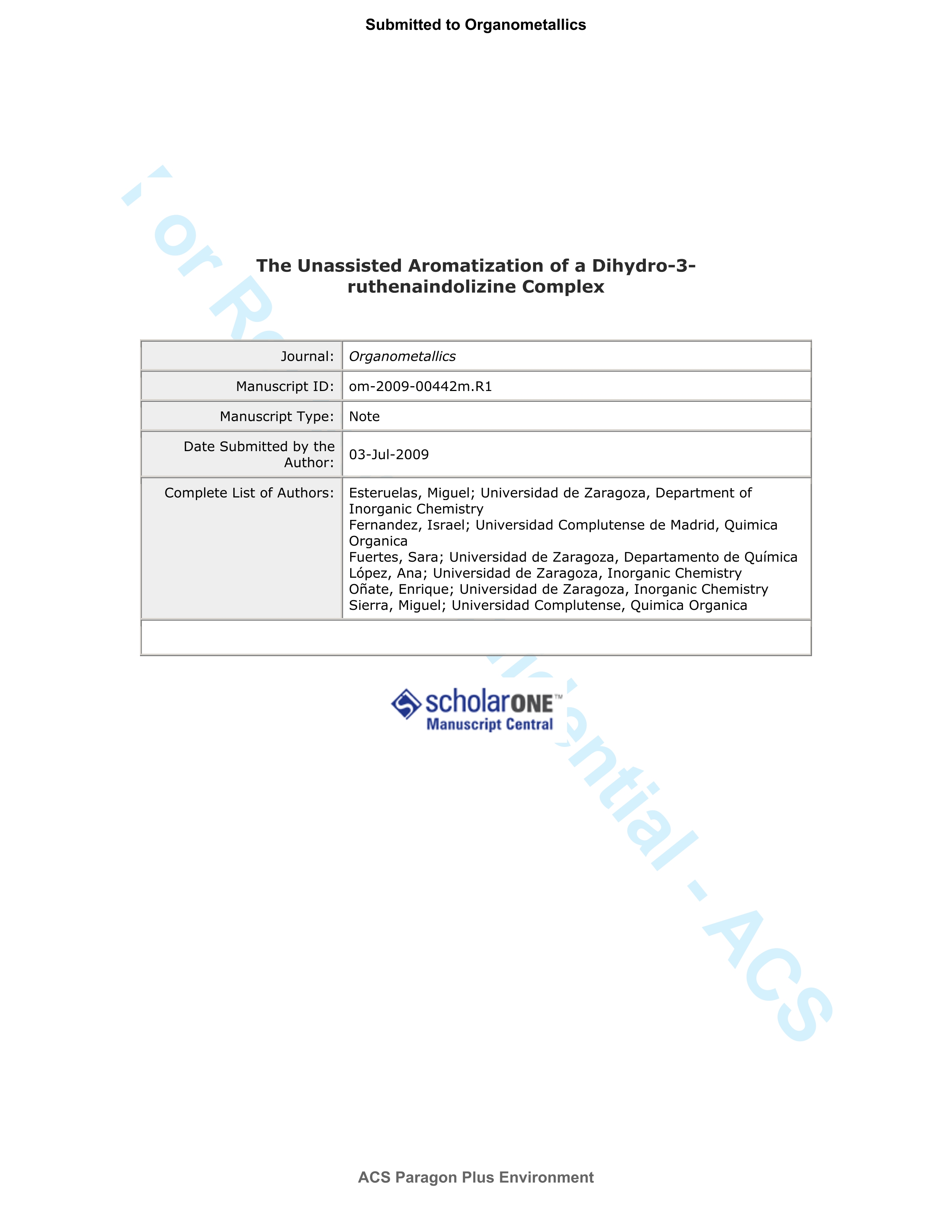 Aromatization of a Dihydro-3-ruthenaindolizine Complex
