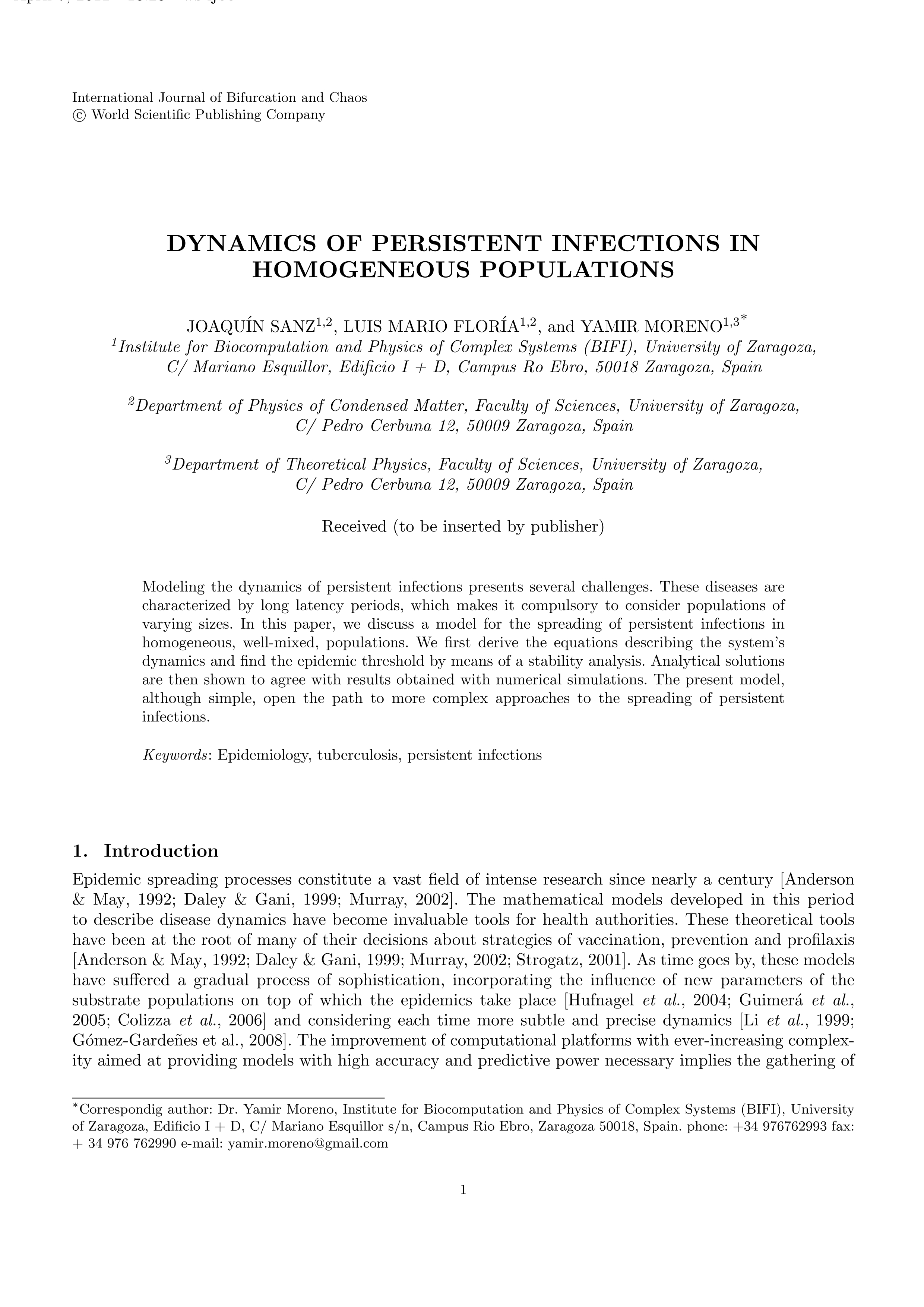 Dynamics of persistent infections in homogeneous populations