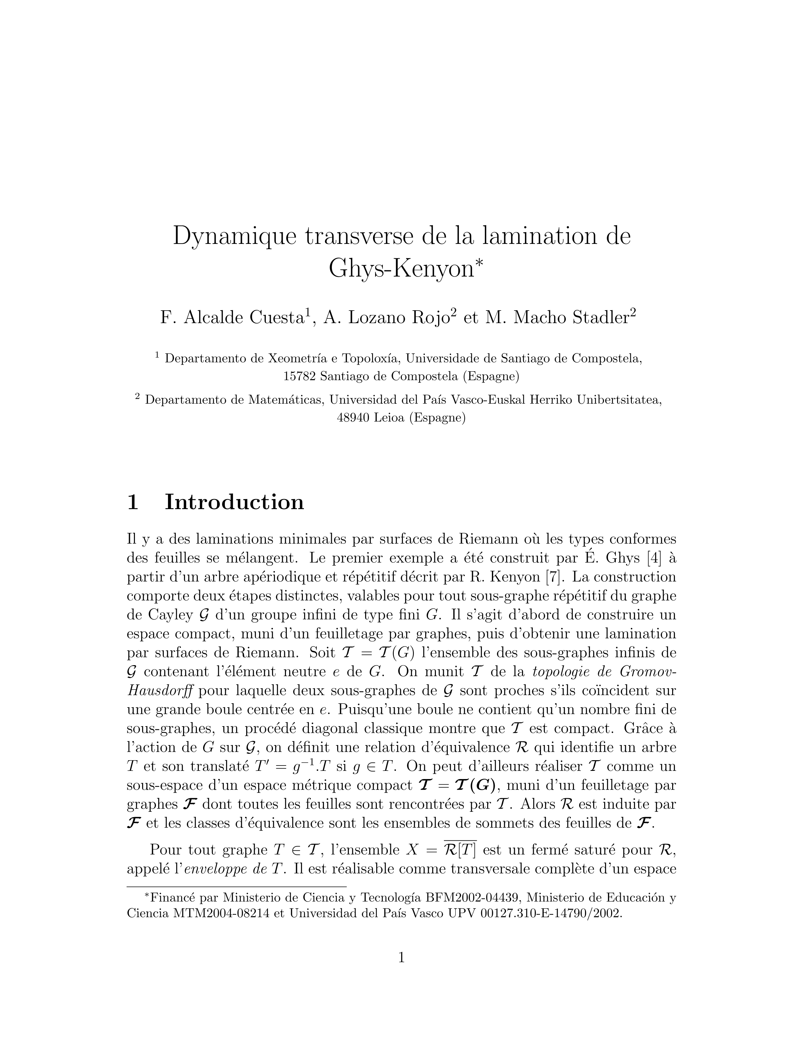 Dynamique transverse de la lamination de Ghys-Kenyon