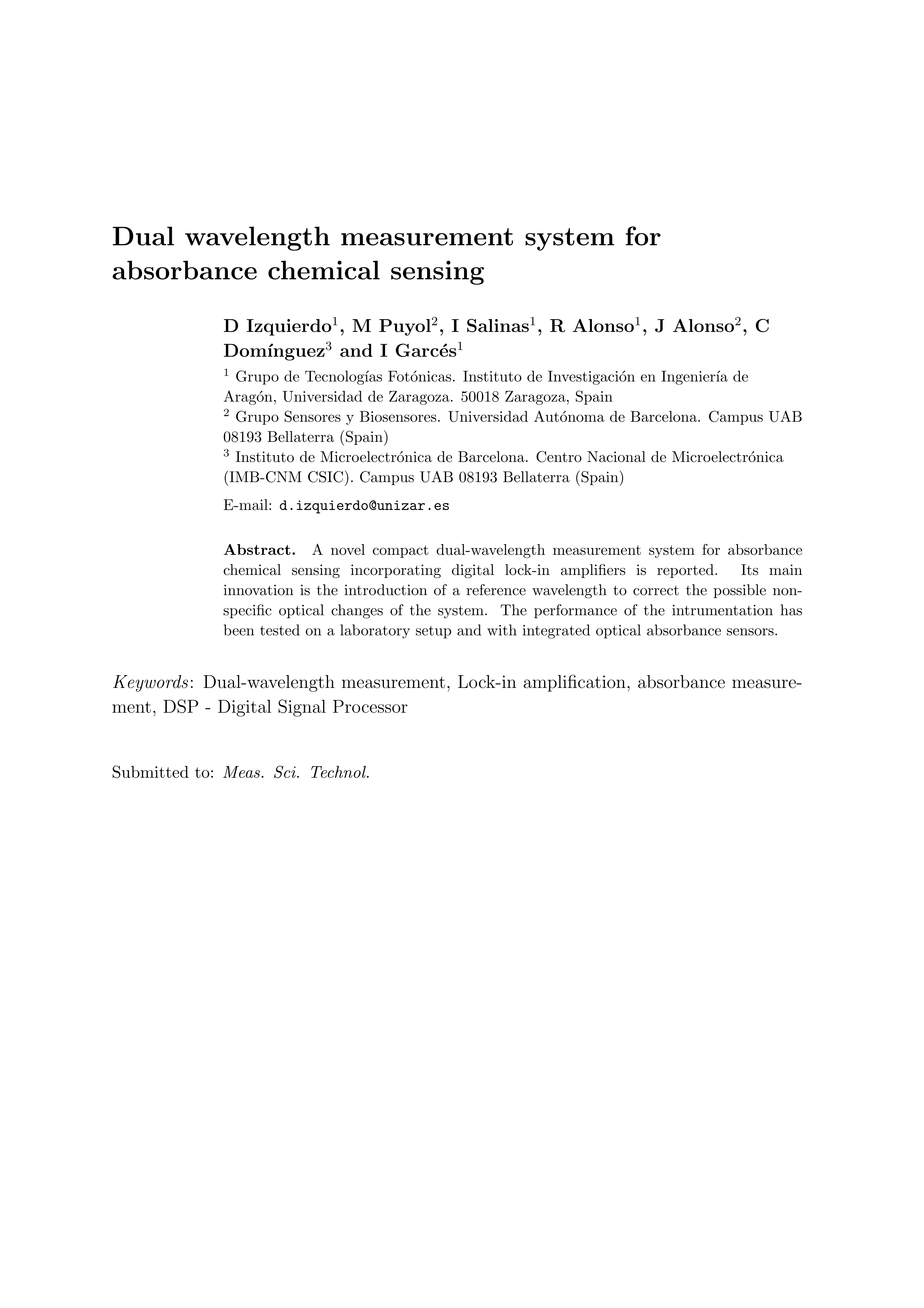 Dual-Wavelength Measurement System for Absorbance Chemical Sensing