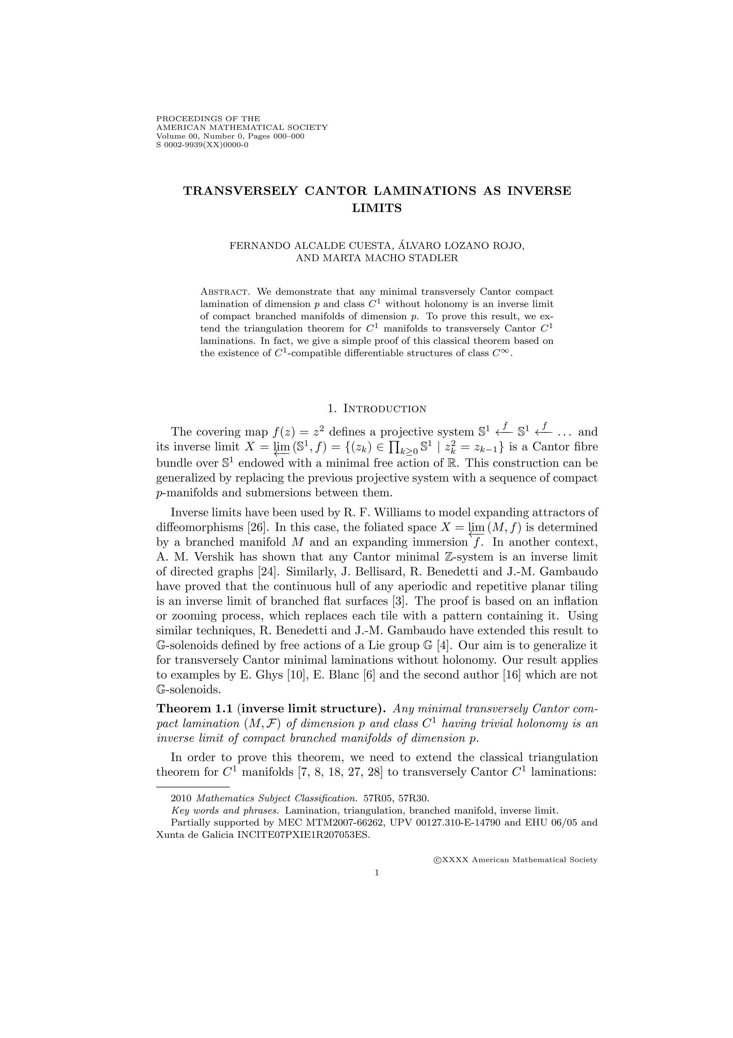 Transversely Cantor laminations as inverse limits