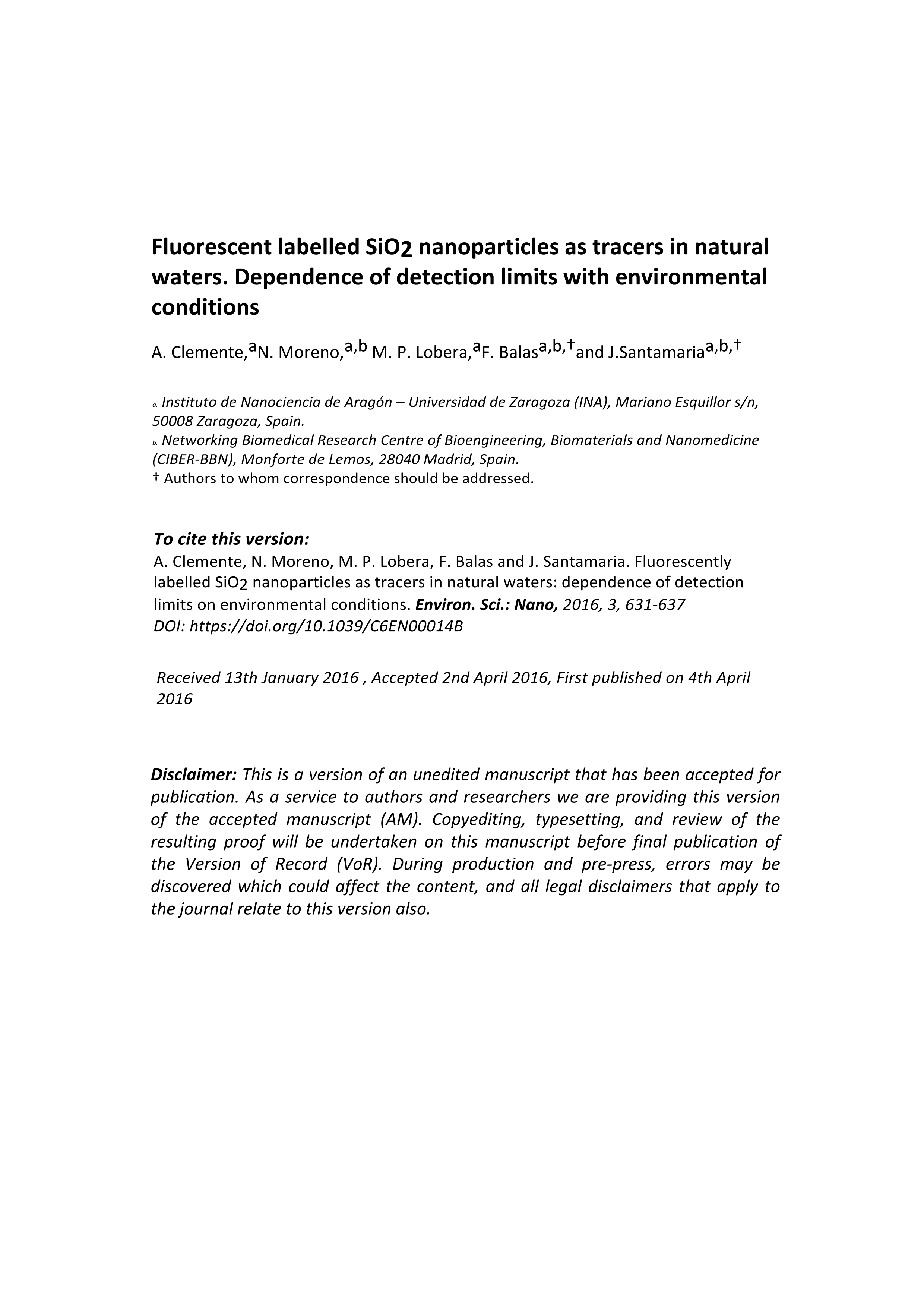 Fluorescently labelled SiO2 nanoparticles as tracers in natural waters: Dependence of detection limits on environmental conditions