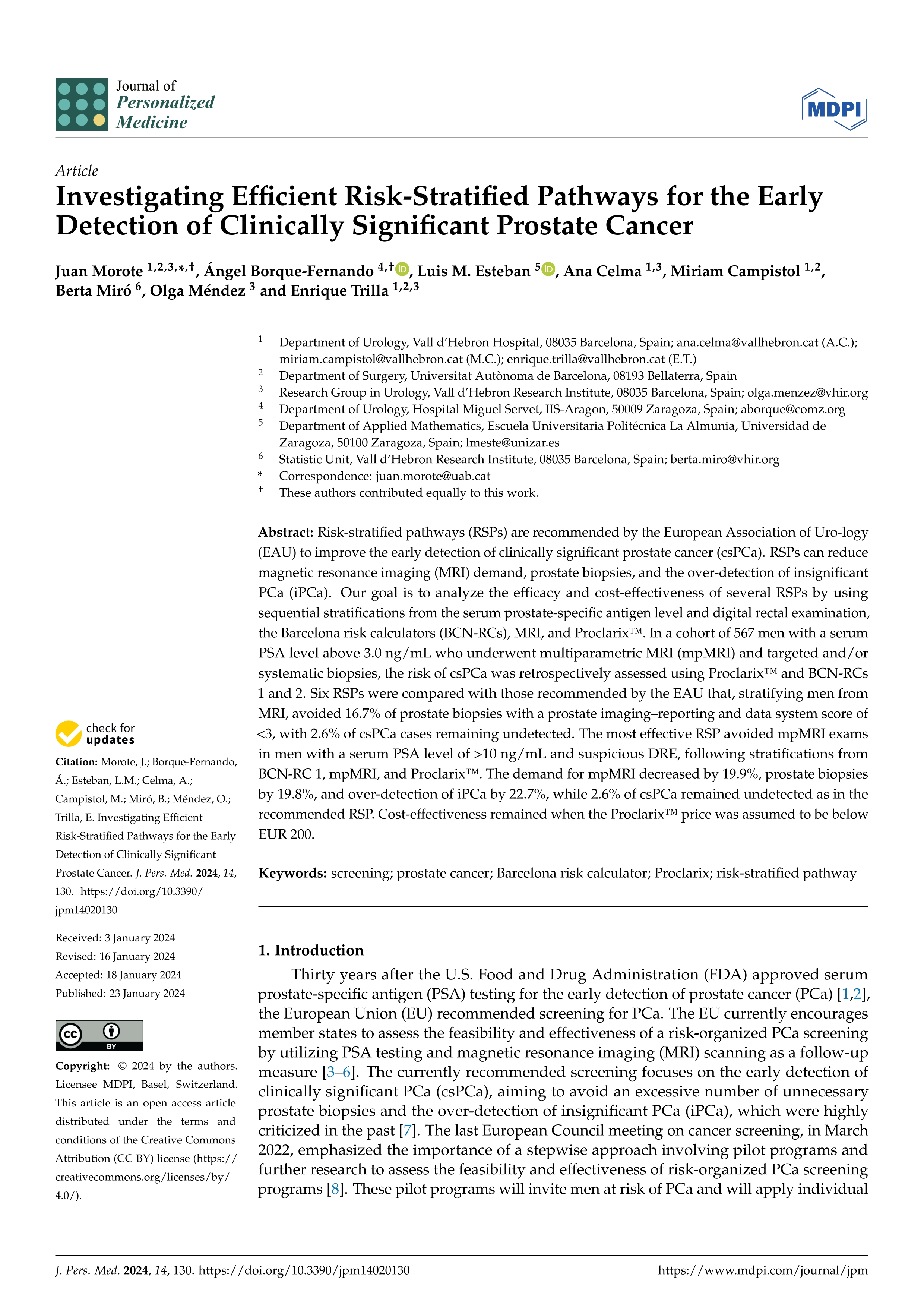 Investigating efficient risk-stratified pathways for the early detection of clinically significant prostate cancer