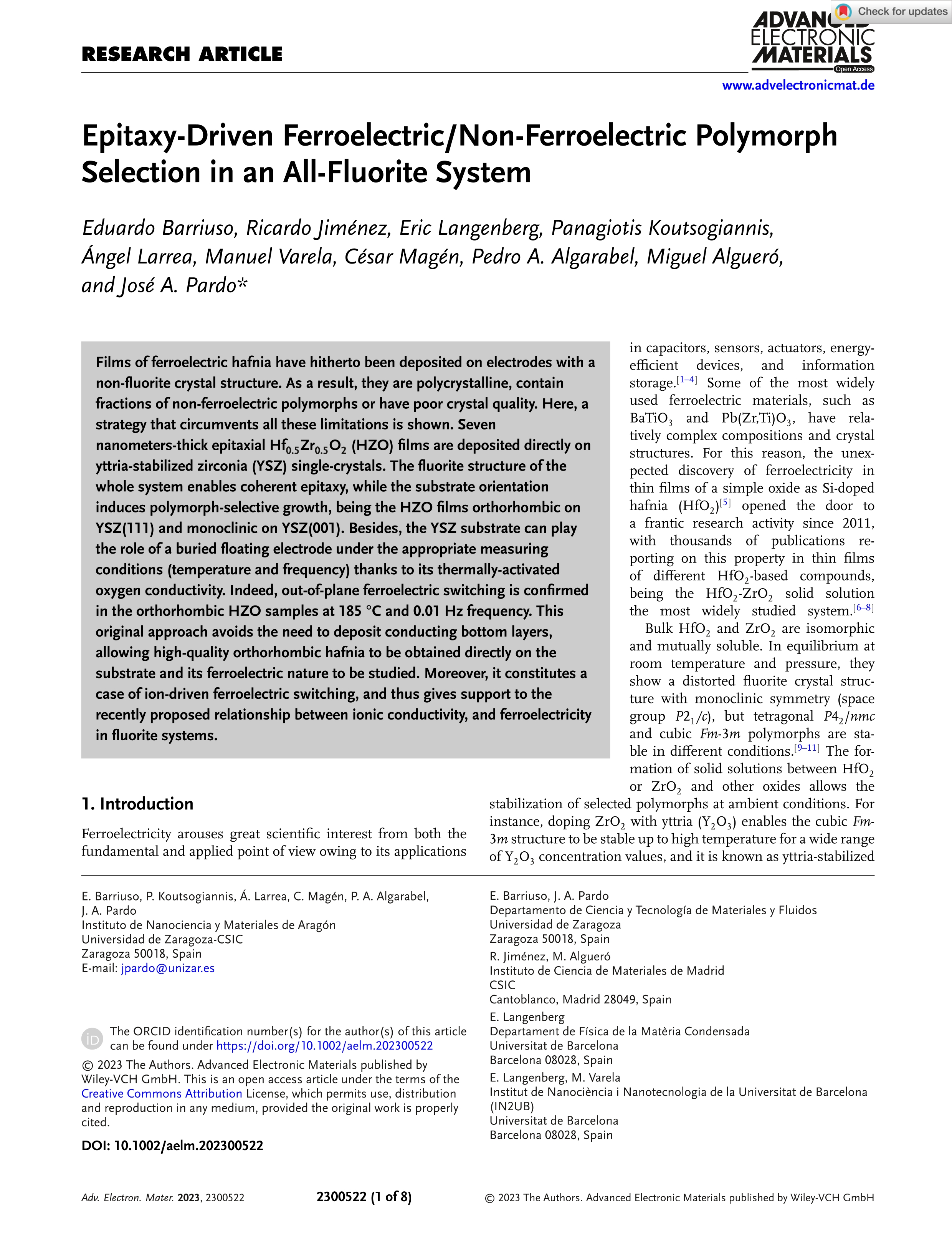 Epitaxy-driven ferroelectric/non-ferroelectric polymorph selection in an all-fluorite system