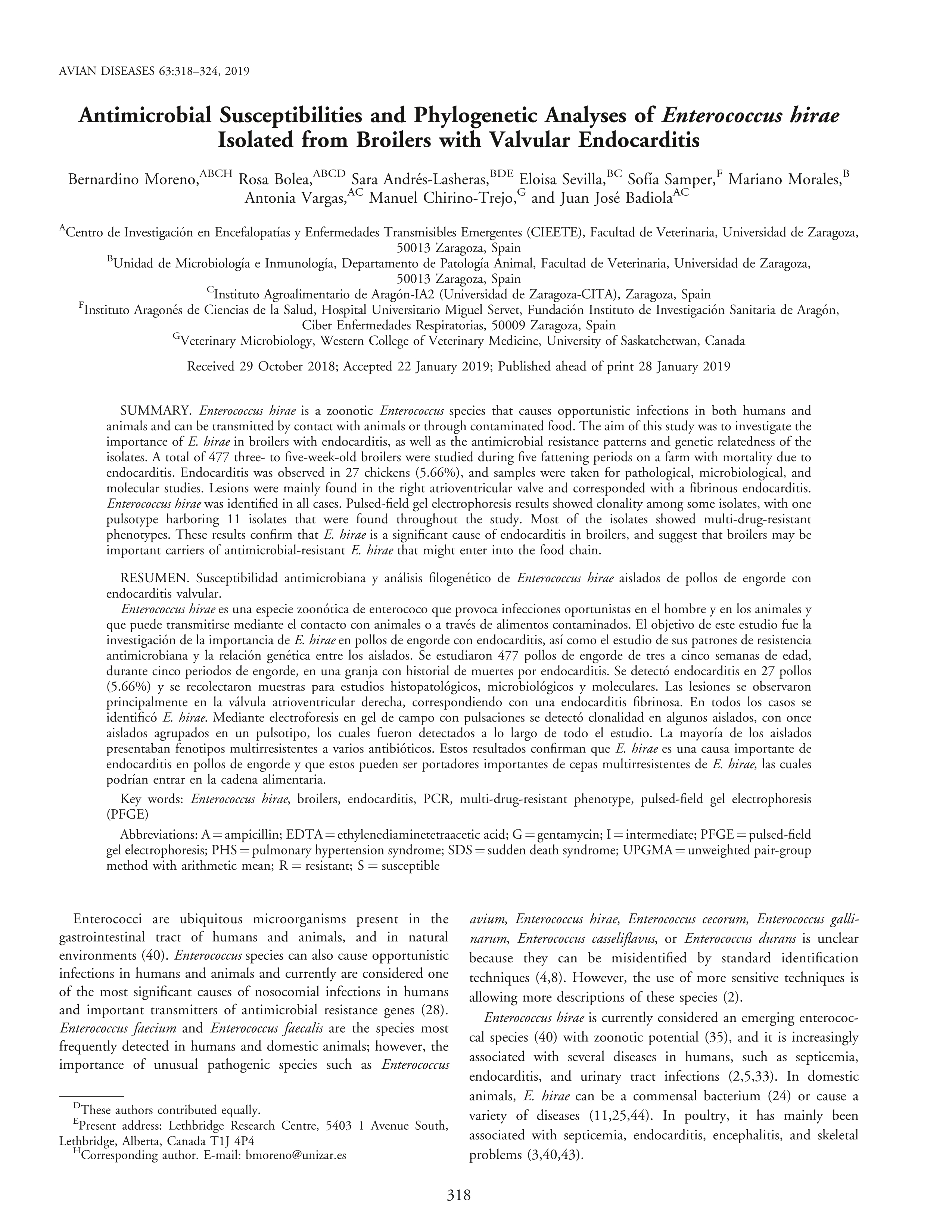 Antimicrobial susceptibilities and phylogenetic analyses of Enterococcus hirae isolated from broilers with valvular endocarditis