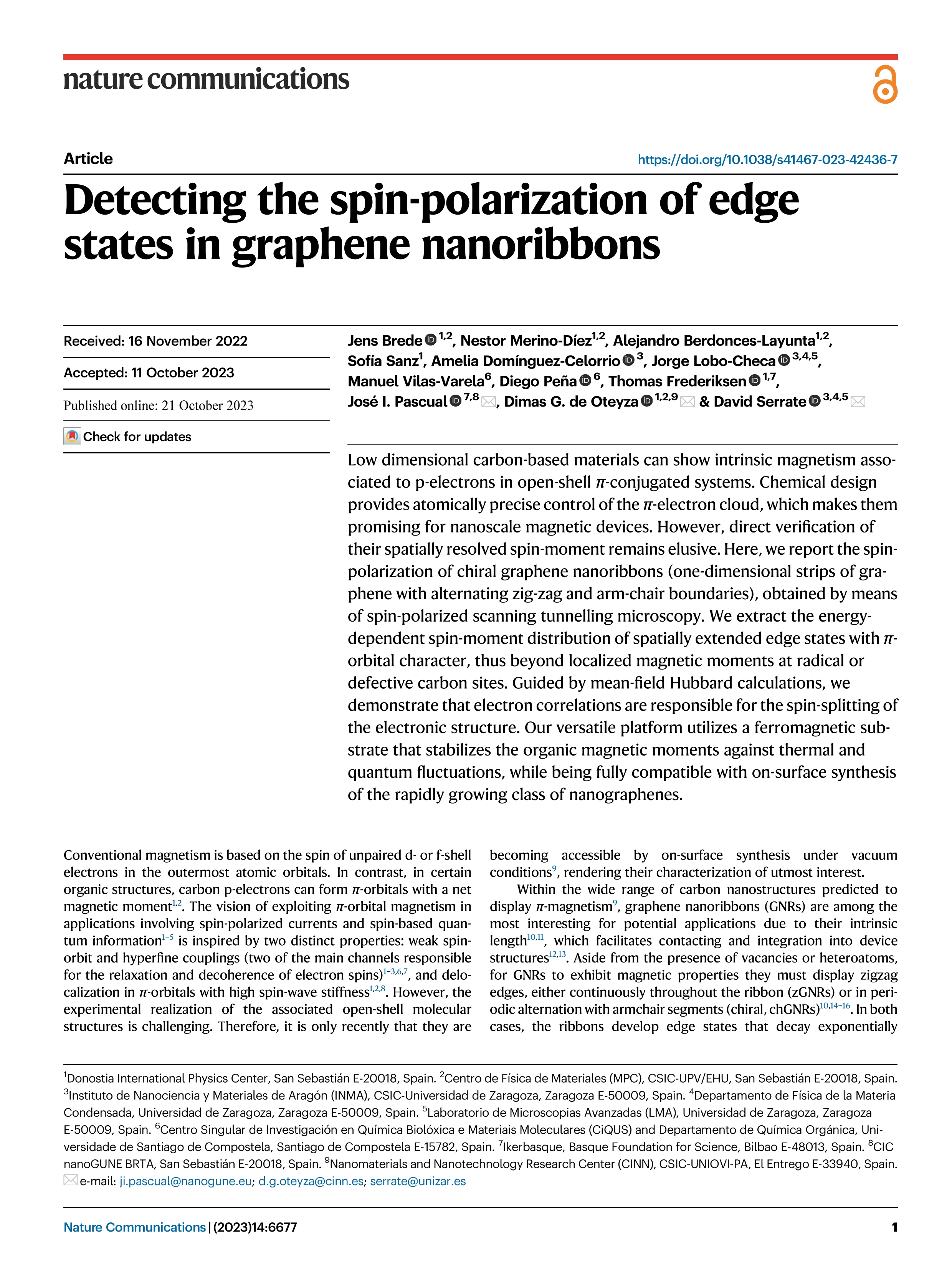 Detecting the spin-polarization of edge states in graphene nanoribbons