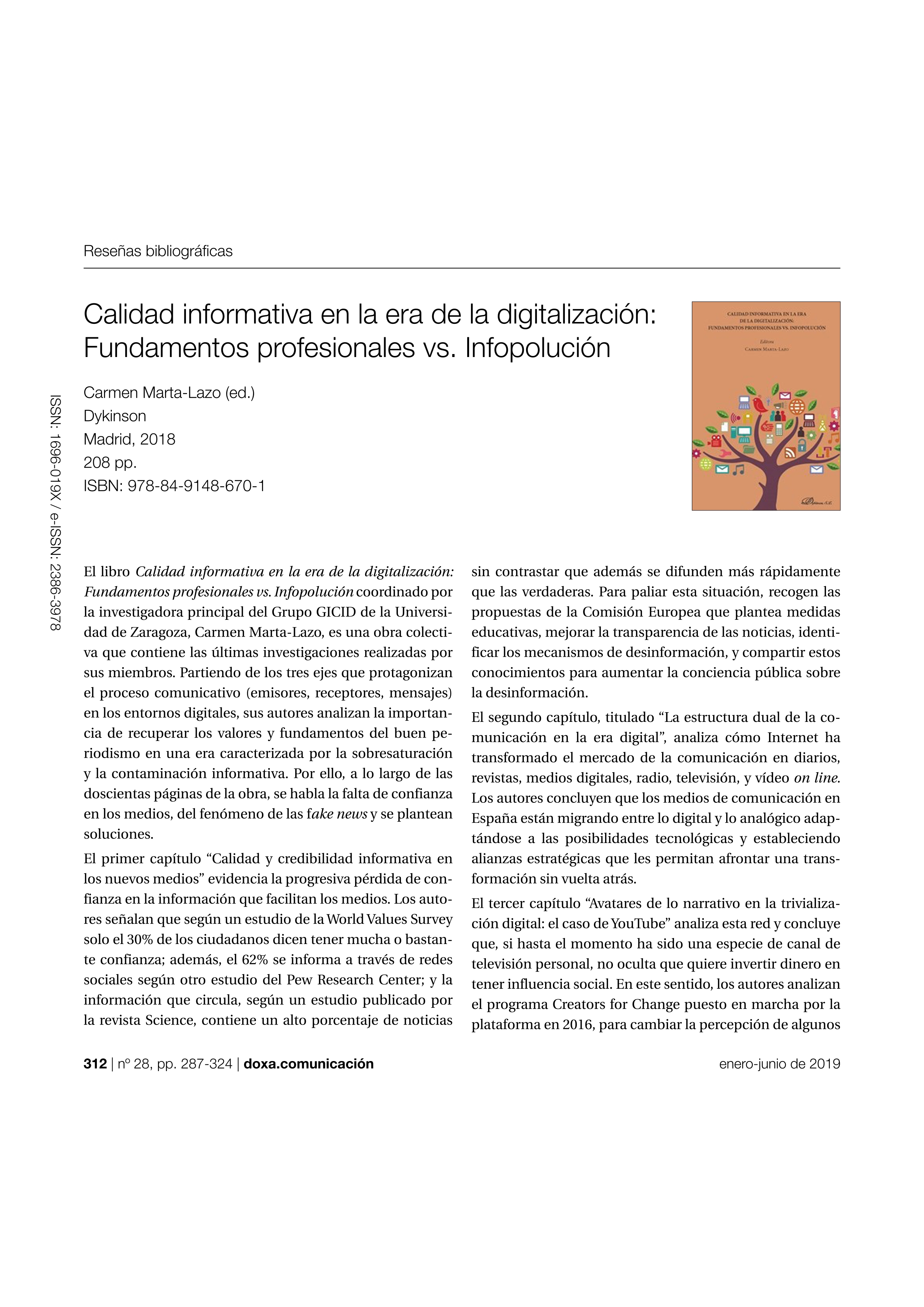 Reseña Calidad informativa en la era de la digitalización: Fundamentos profesionales VS infopolución