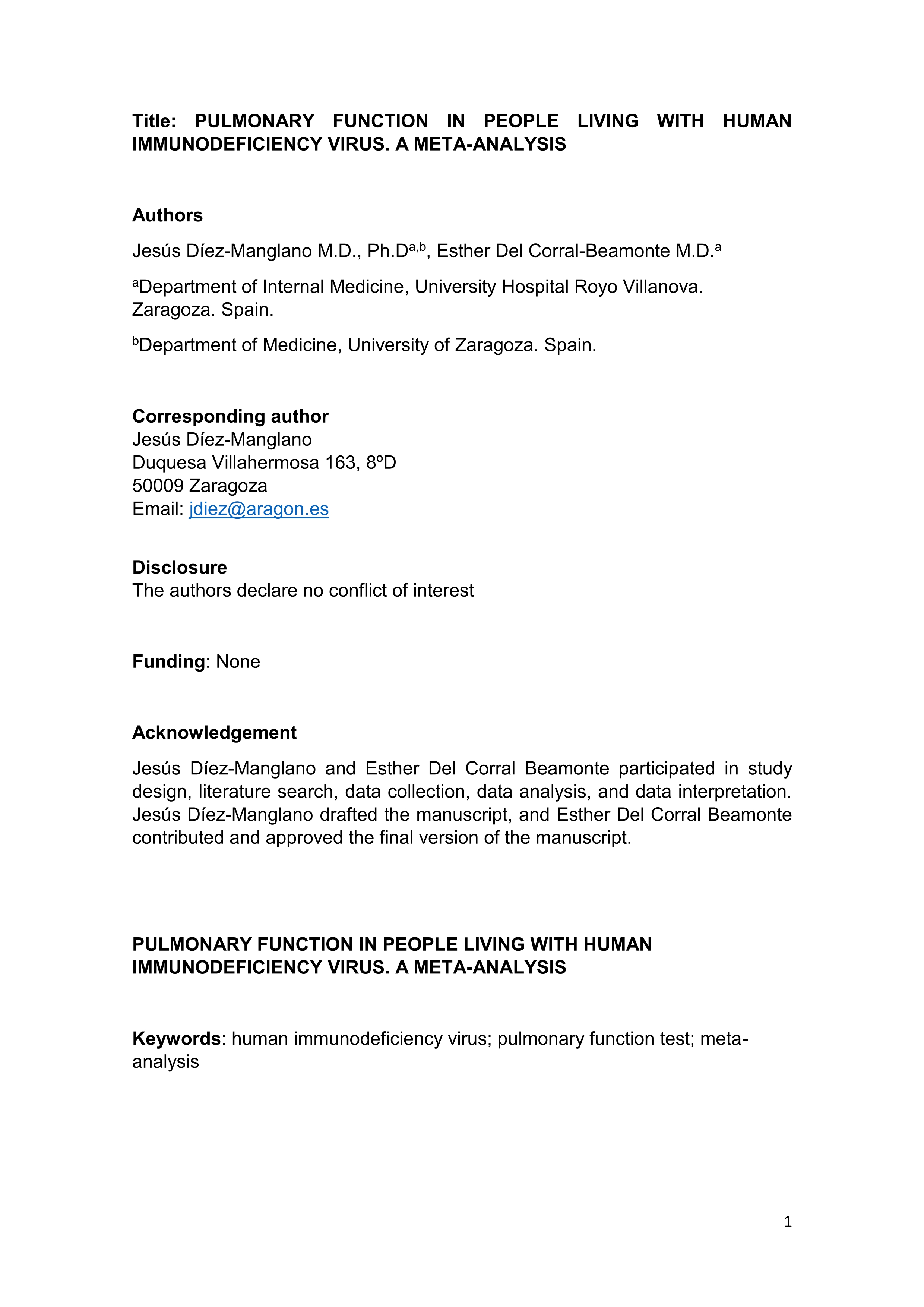 Pulmonary function in people living with human immunodeficiency virus: a meta-analysis