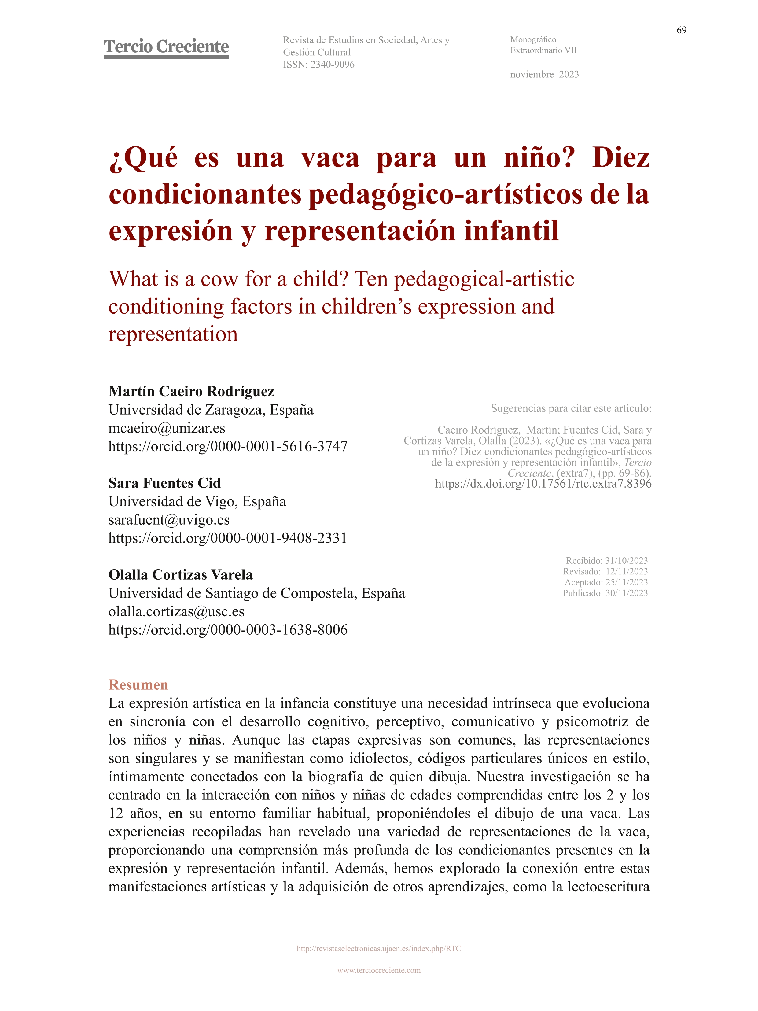 ¿Qué es una vaca para un niño? Diez condicionantes pedagógico-artísticos de la expresión y representación infantil