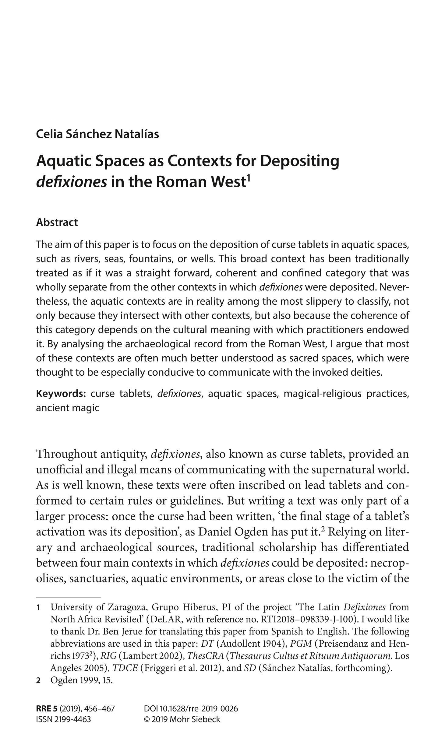 Aquatic spaces as contexts for depositing defixiones in the Roman West