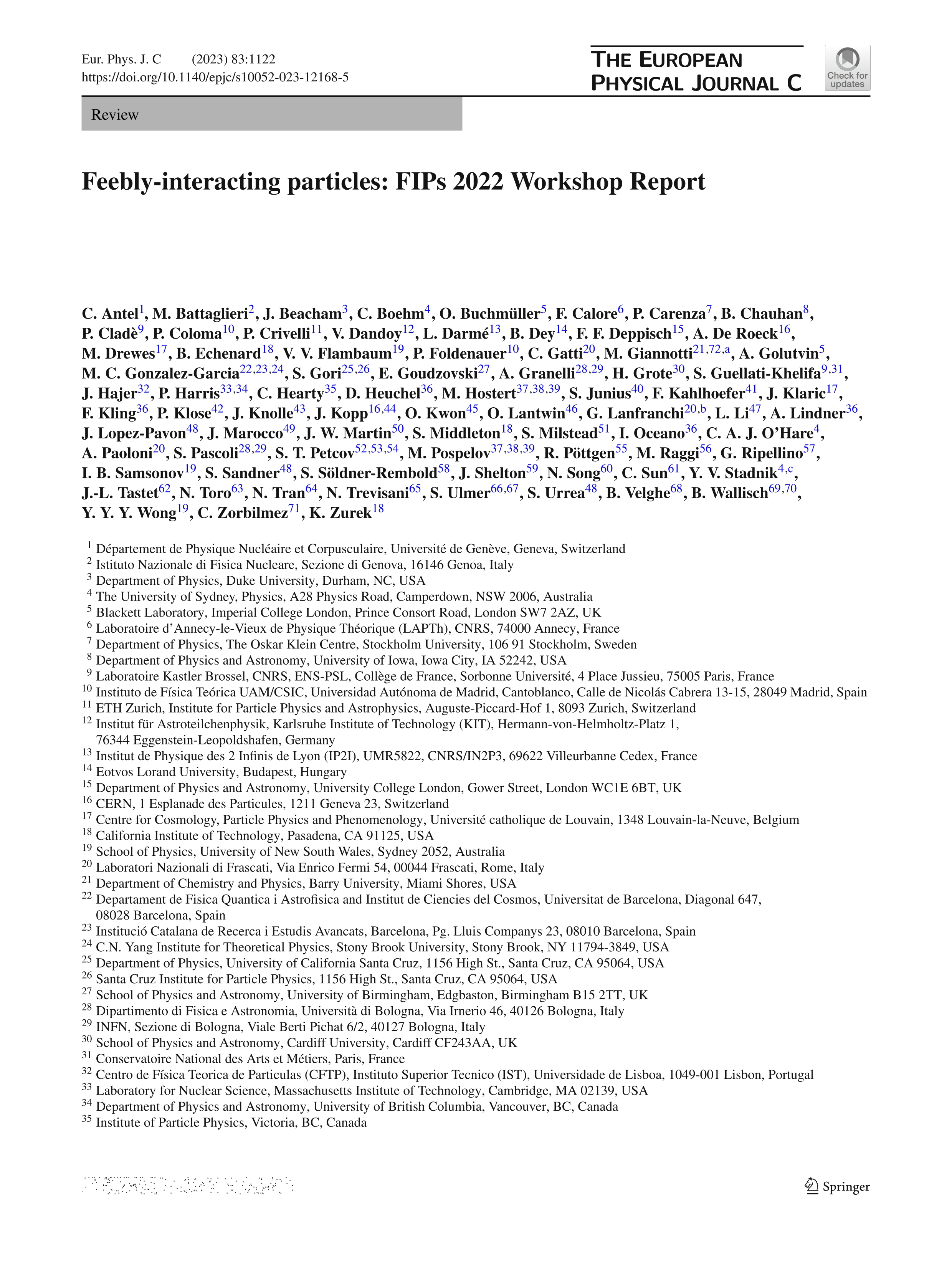 Feebly-interacting particles: FIPs 2022 Workshop Report