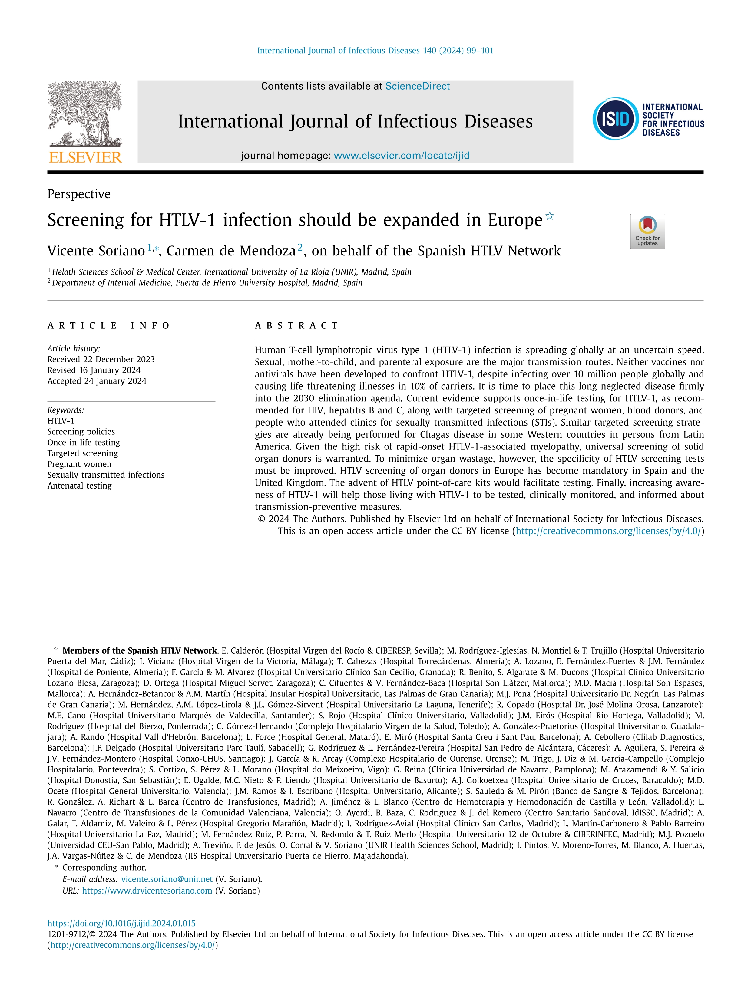 Screening for HTLV-1 infection should be expanded in Europe