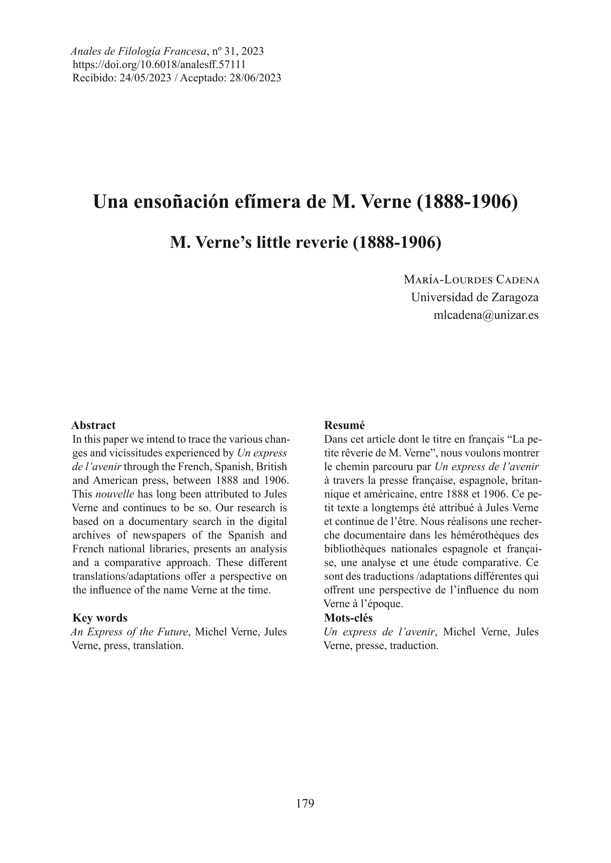 Una ensoñación efímera de M. Verne (1888-1906)