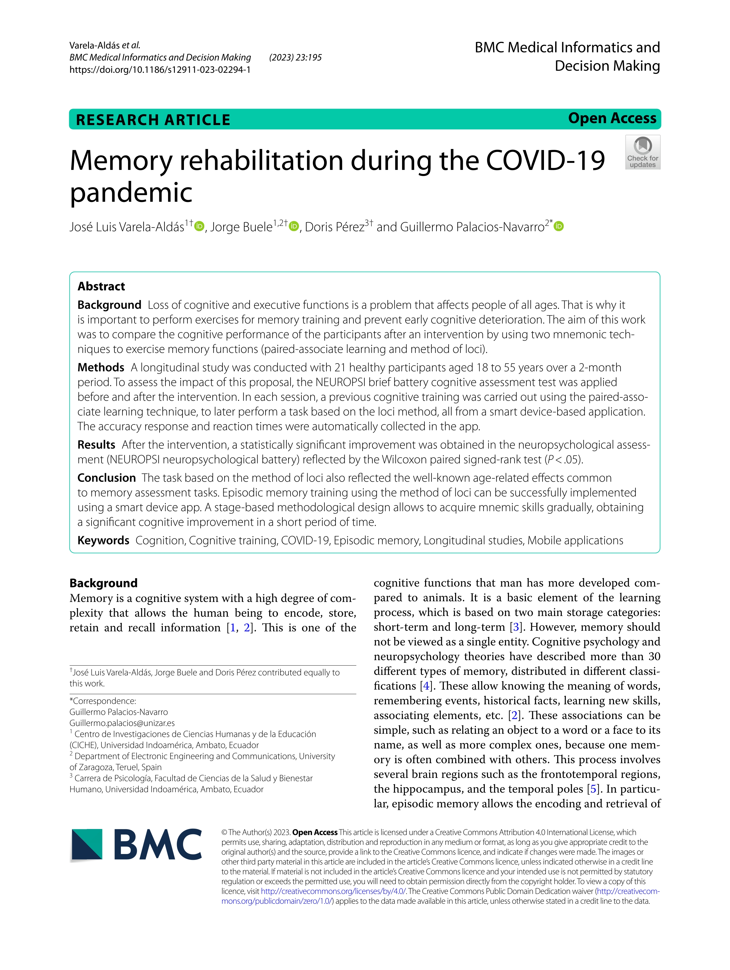 Memory rehabilitation during the COVID-19 pandemic
