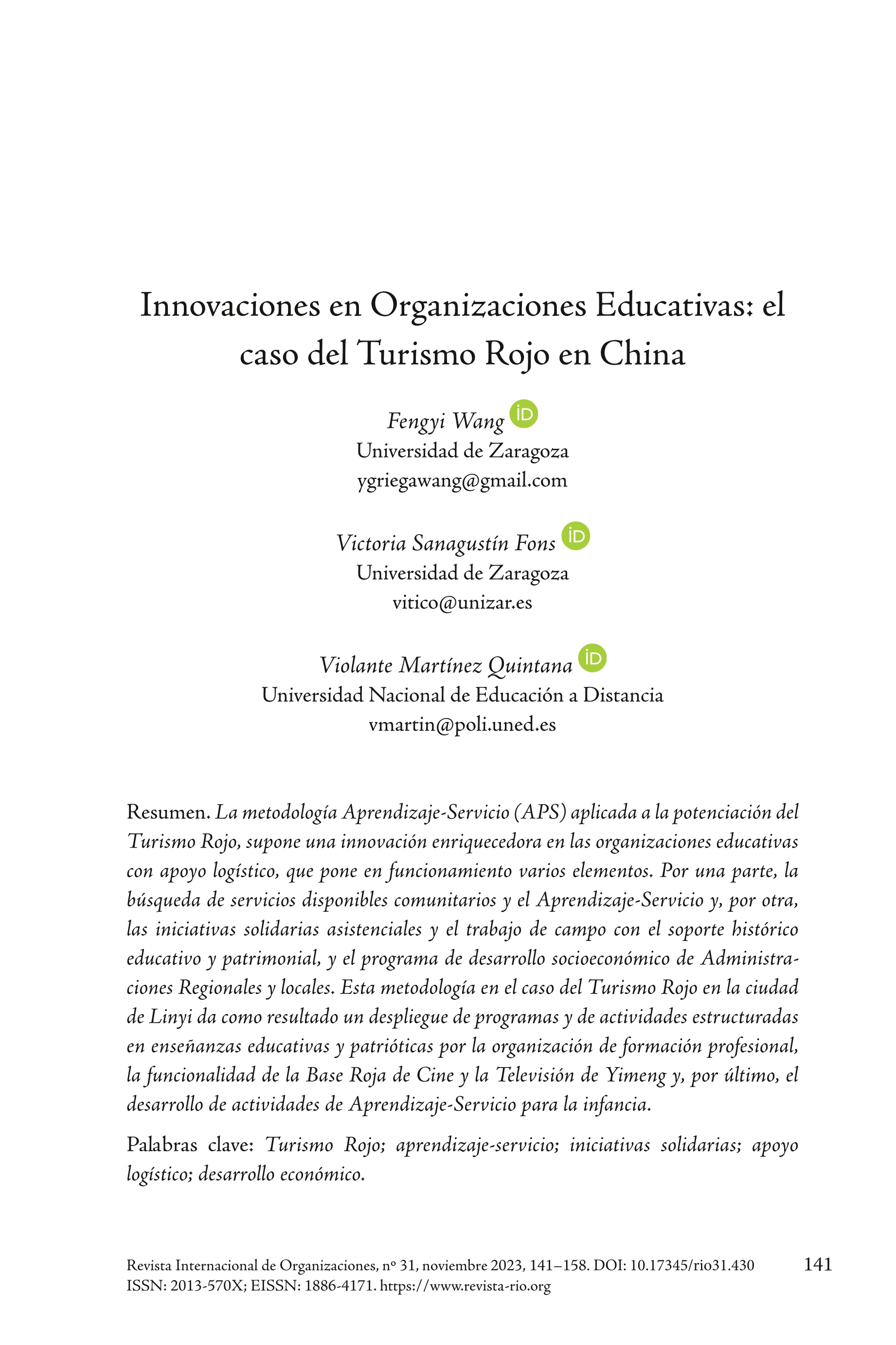 Innovaciones en Organizaciones Educativas: el caso del Turismo Rojo en China