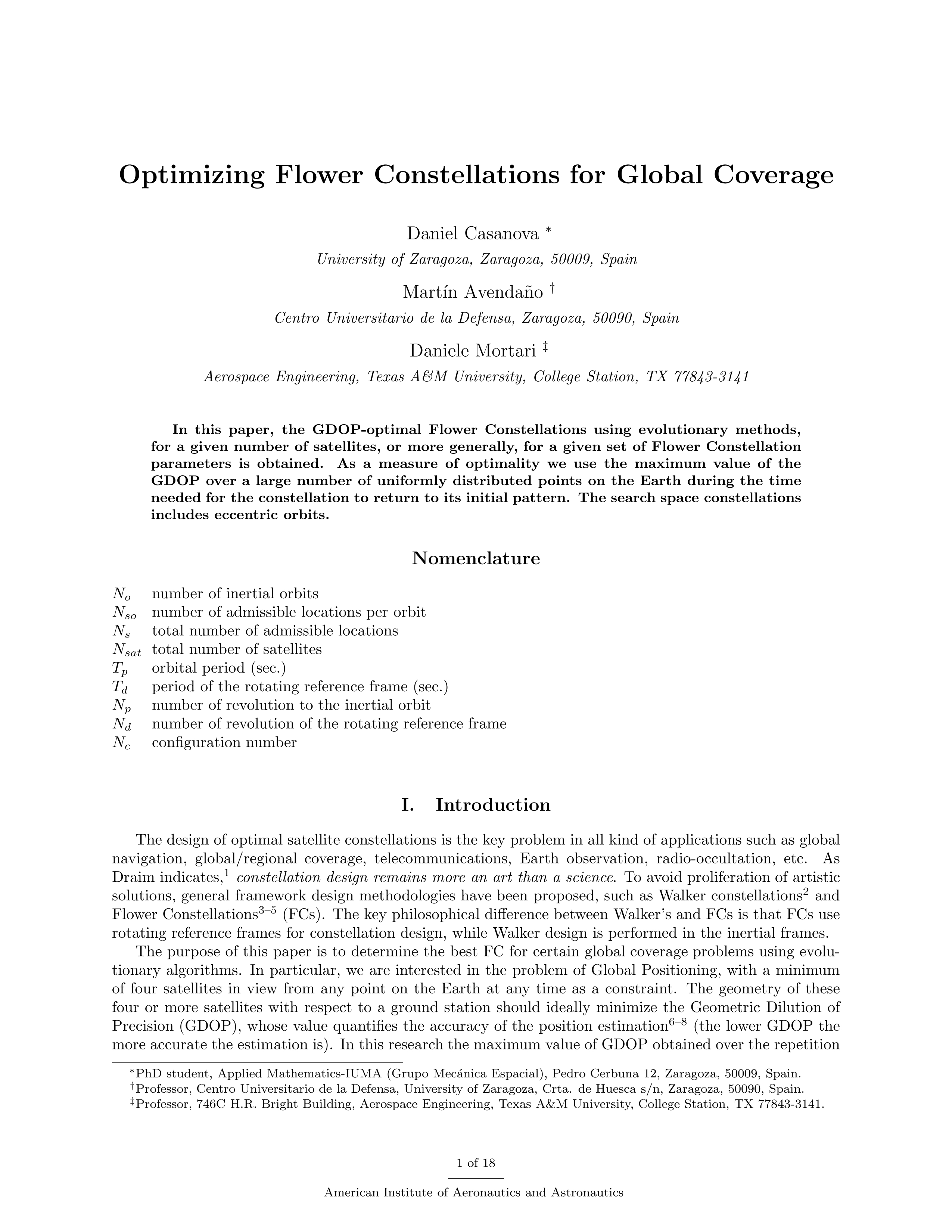 Optimizing Flower Constellations for Global Coverage