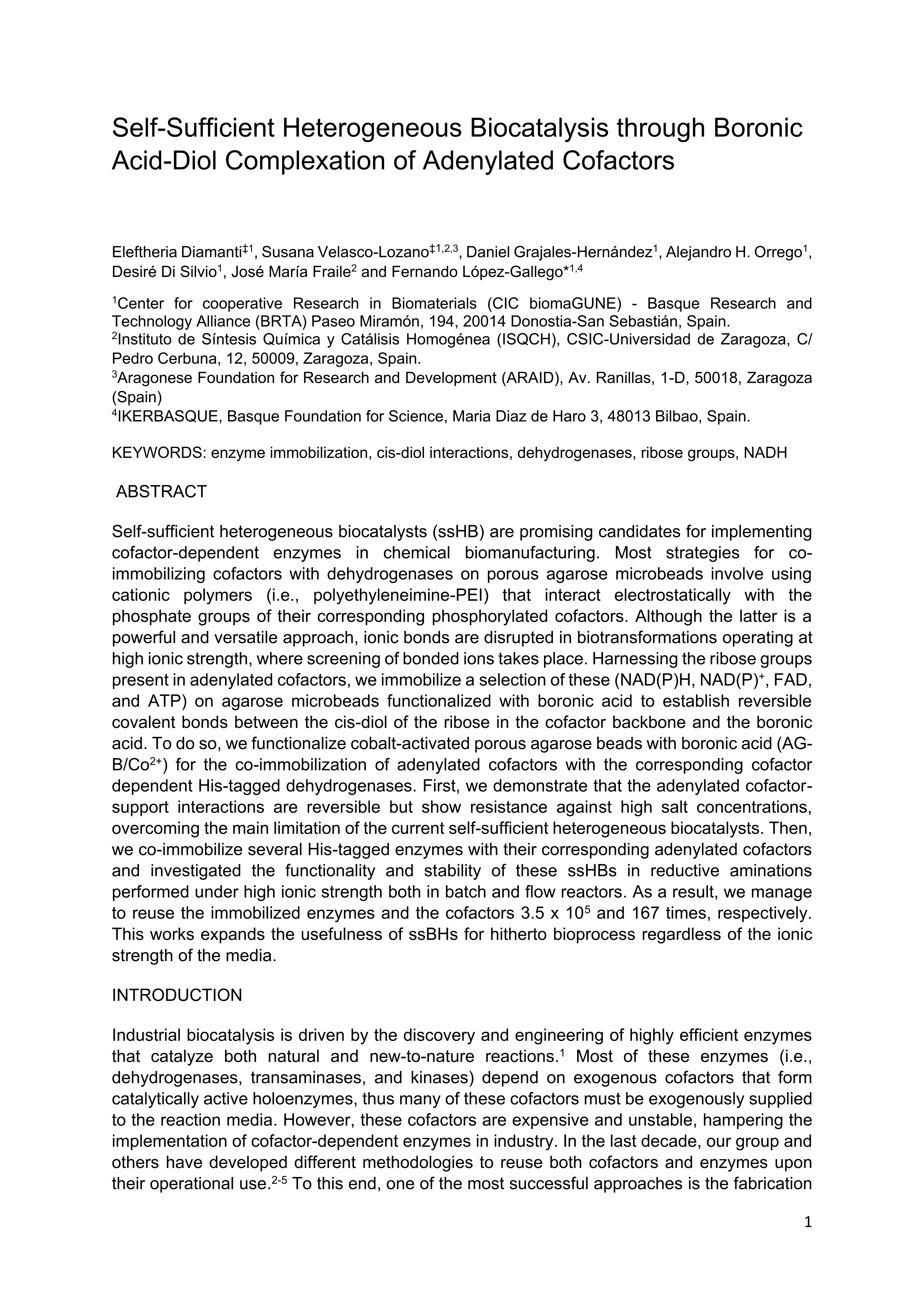 Self-Sufficient Heterogeneous Biocatalysis through Boronic Acid-Diol Complexation of Adenylated Cofactors