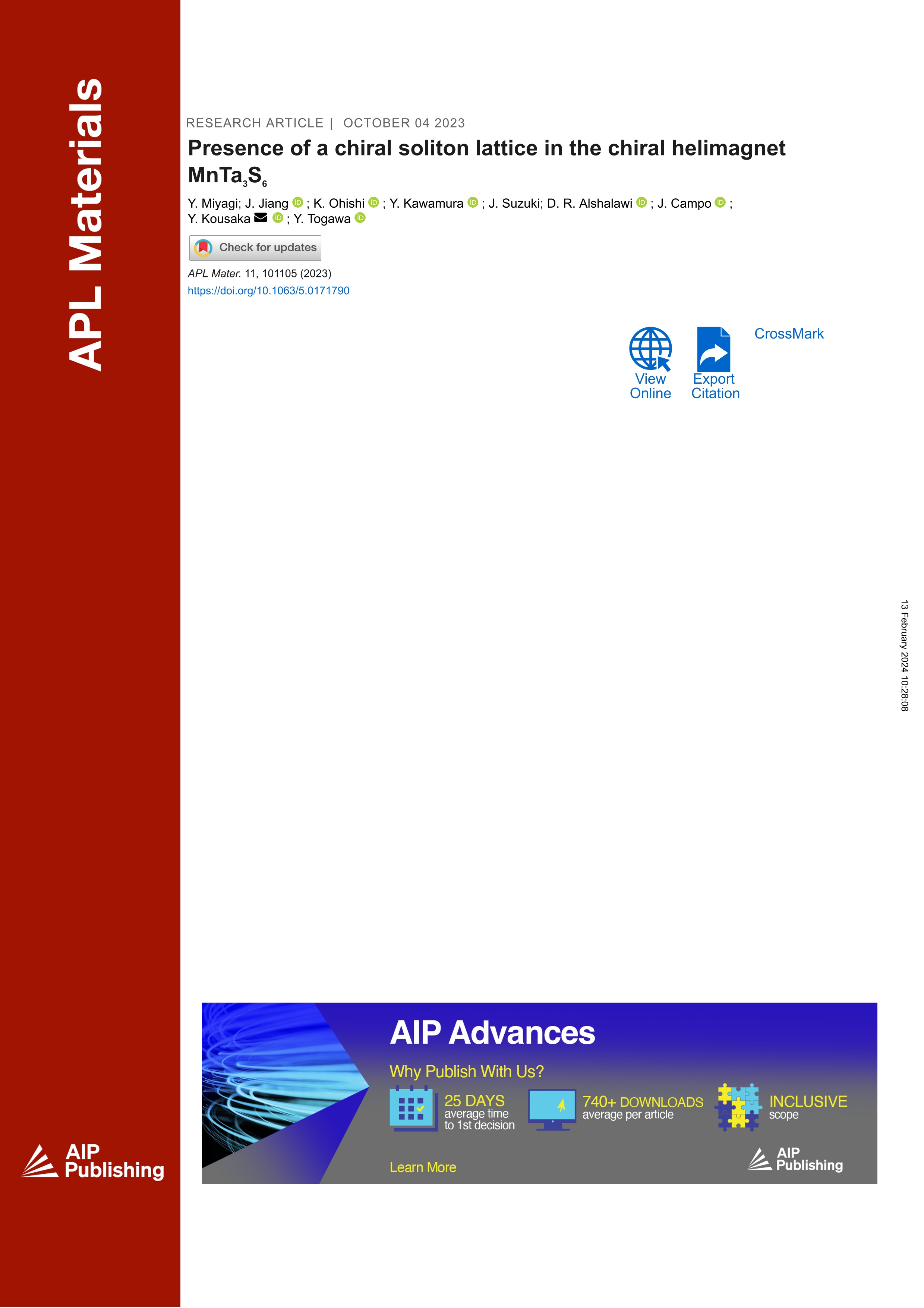 Presence of a chiral soliton lattice in the chiral helimagnet MnTa3S6