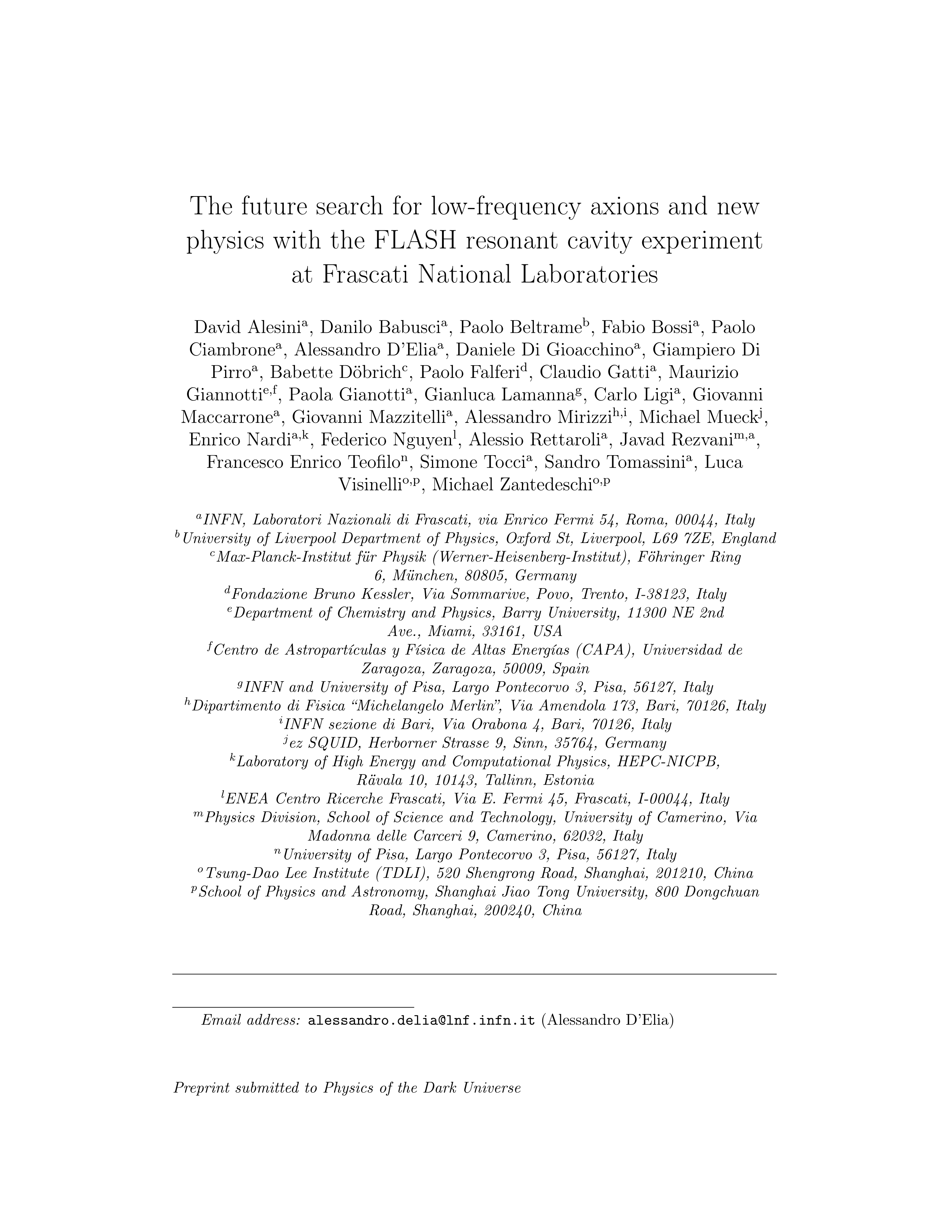 The future search for low-frequency axions and new physics with the FLASH resonant cavity experiment at Frascati National Laboratories