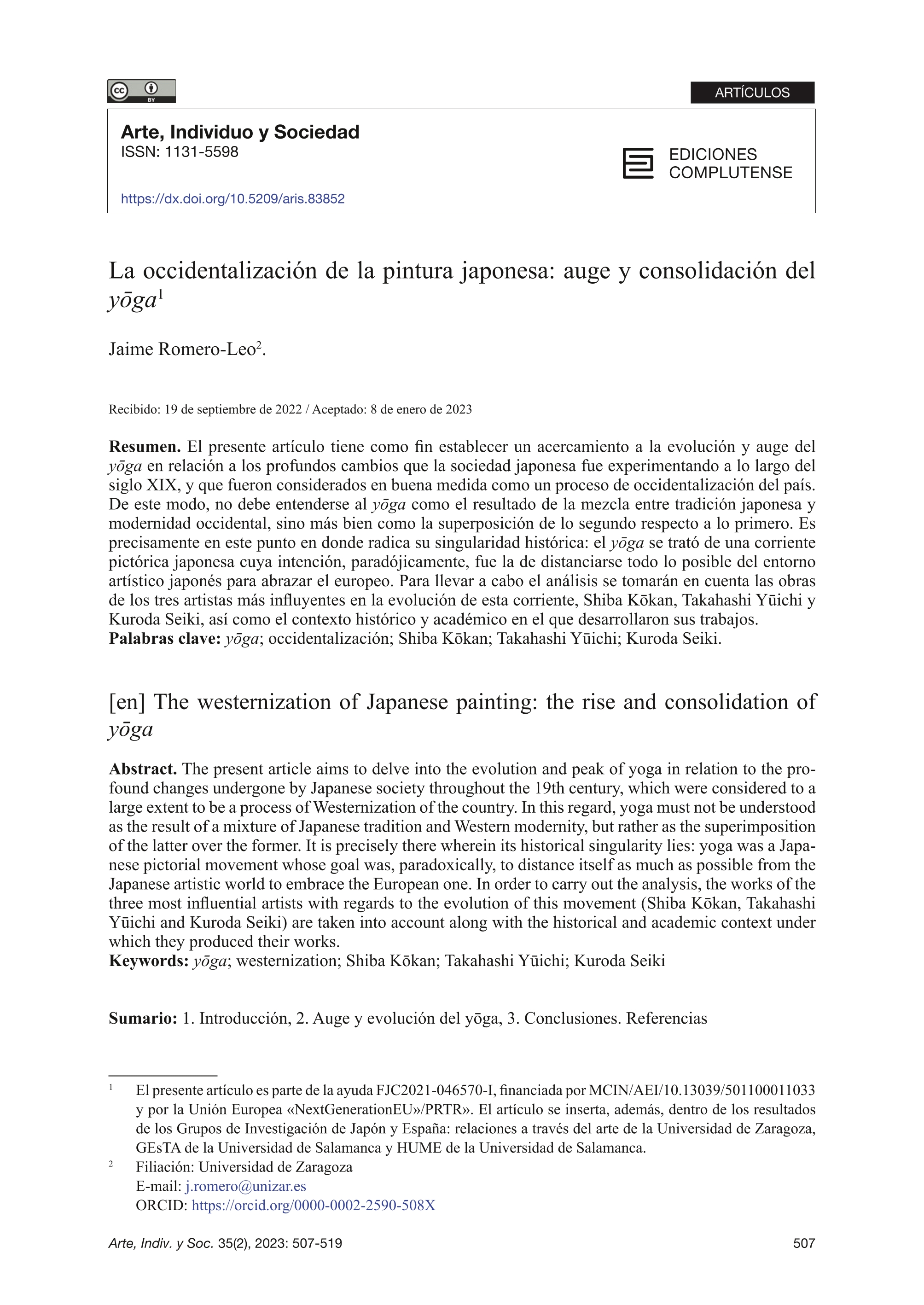 La occidentalización de la pintura japonesa: auge y consolidación del yoga