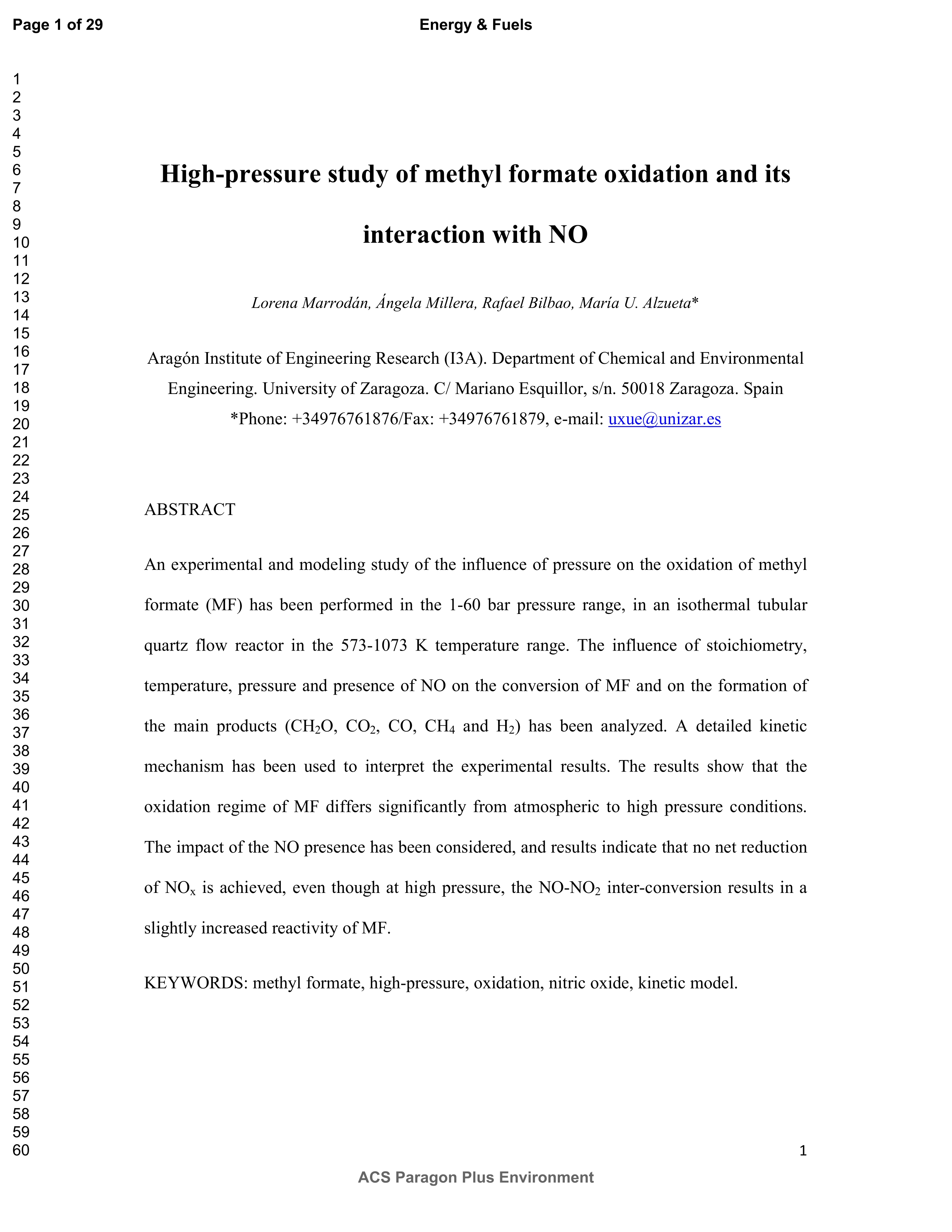 High-pressure study of methyl formate oxidation and its interaction with NO