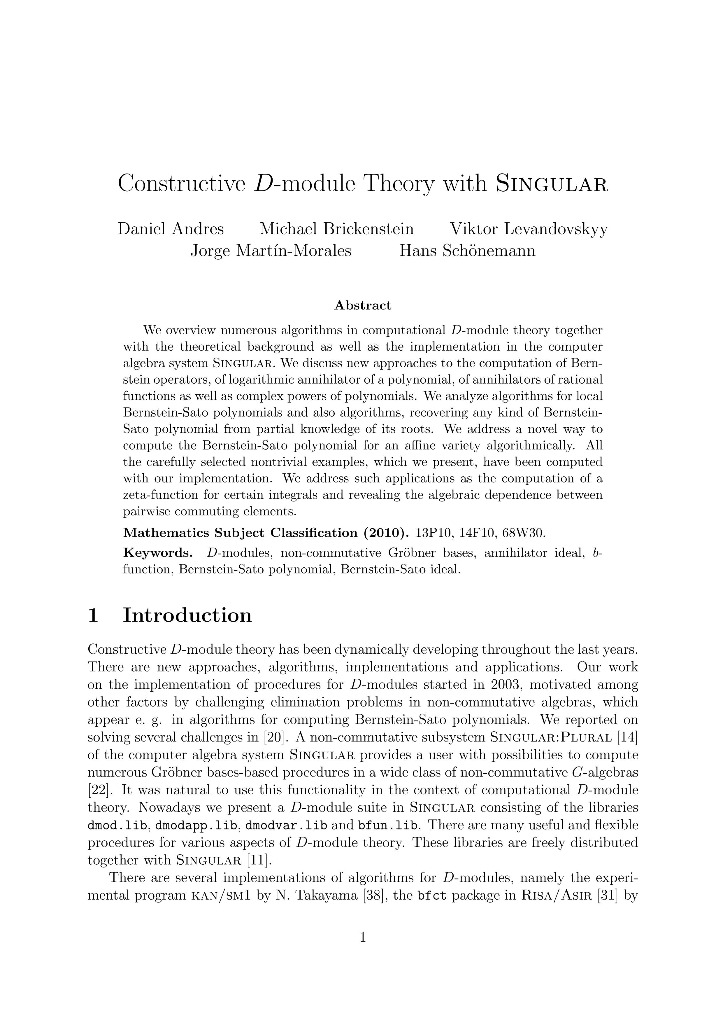 Constructive D-Module Theory with Singular