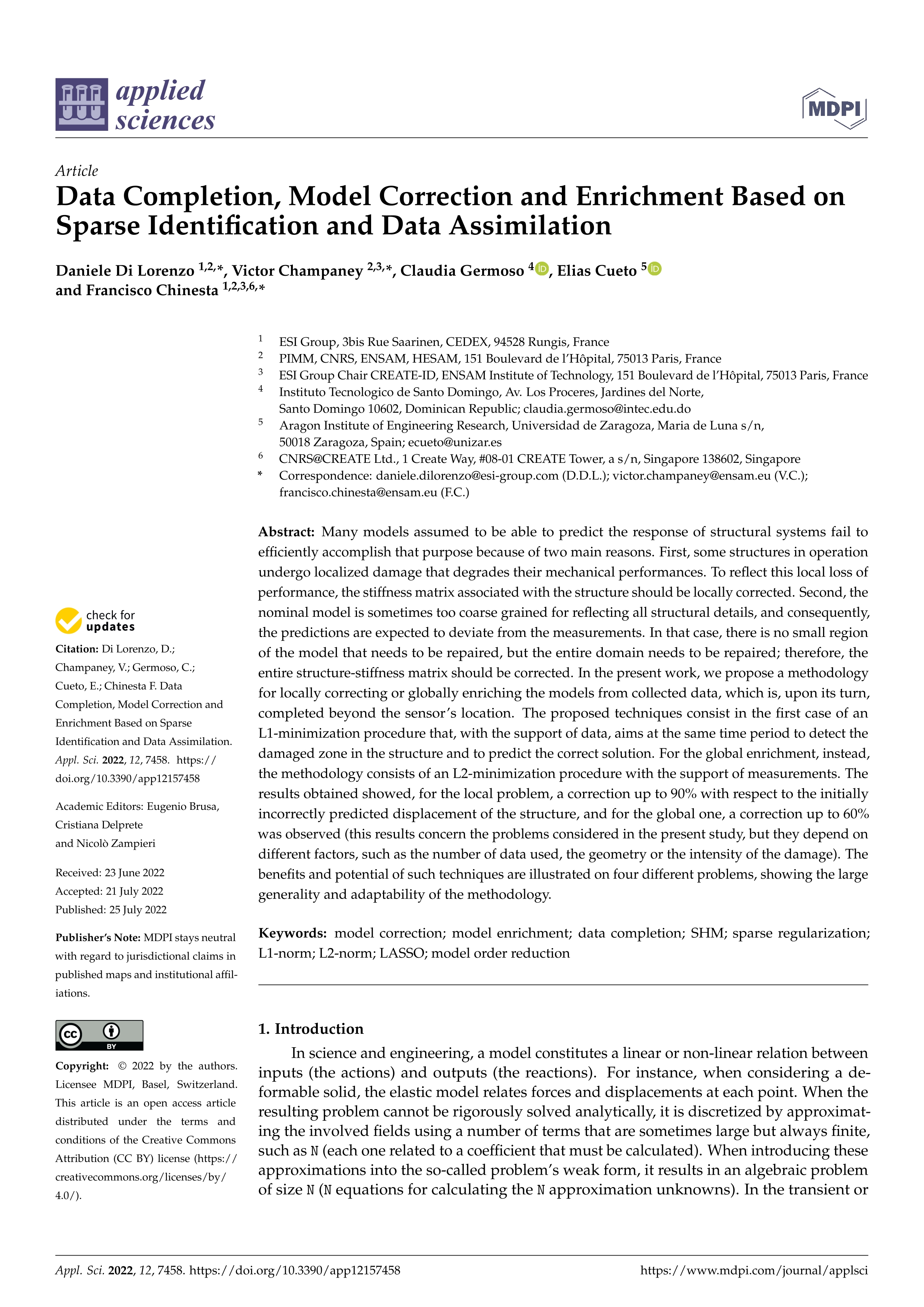 Data Completion, Model Correction and Enrichment Based on Sparse Identification and Data Assimilation