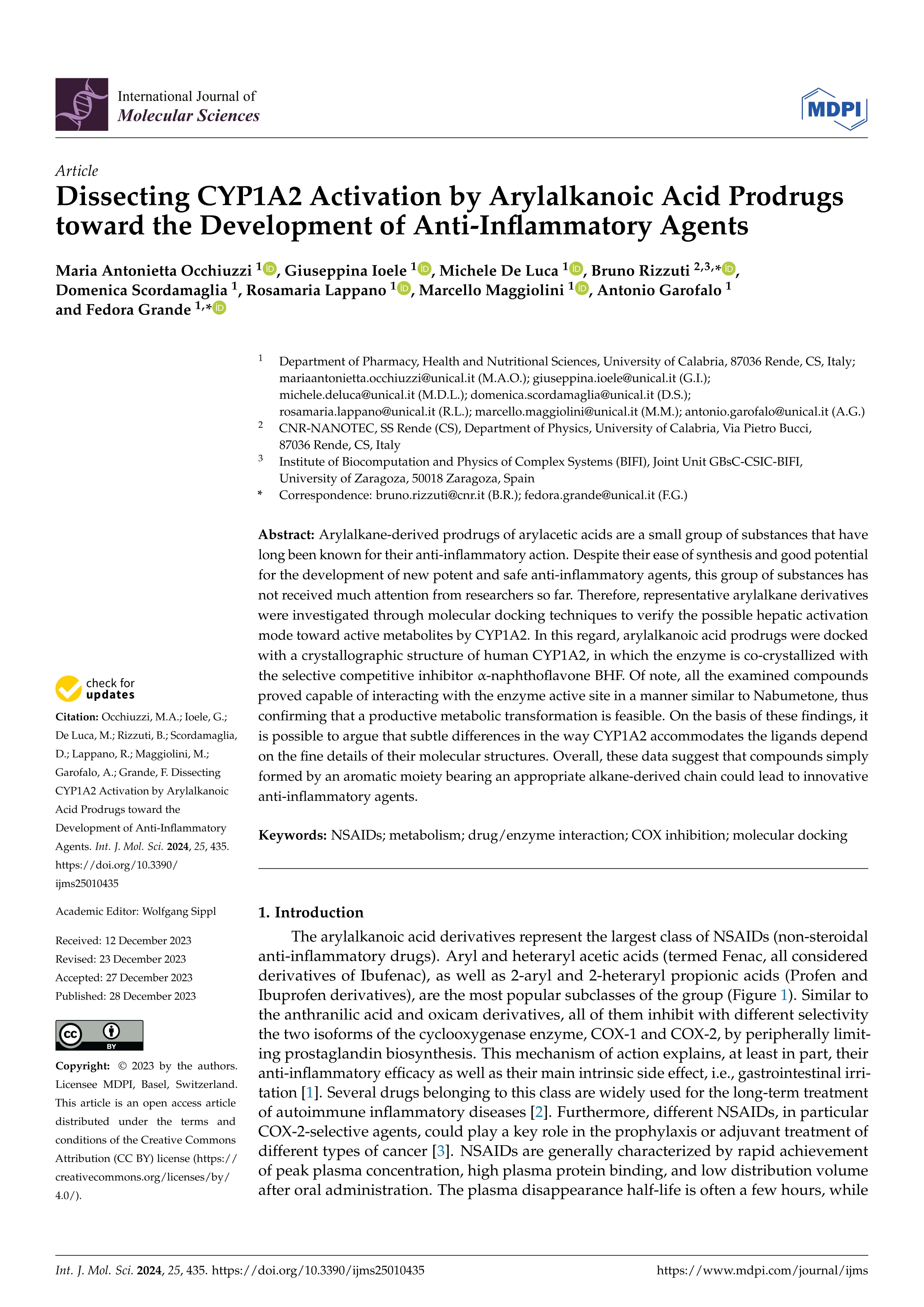 Dissecting CYP1A2 Activation by Arylalkanoic Acid Prodrugs toward the Development of Anti-Inflammatory Agents