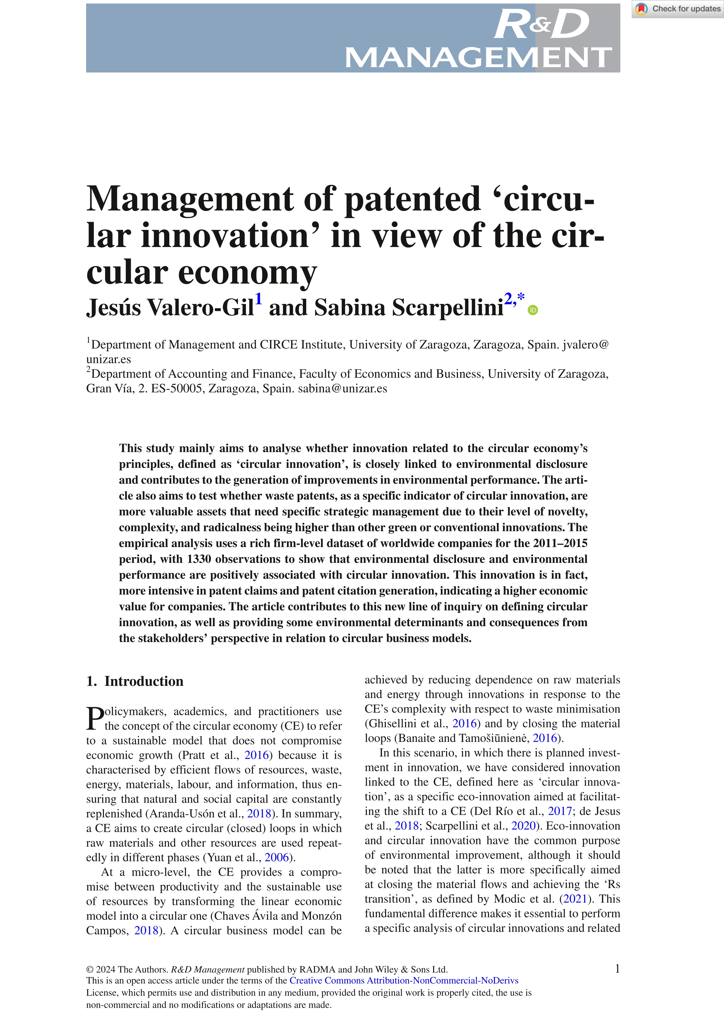 Management of patented 