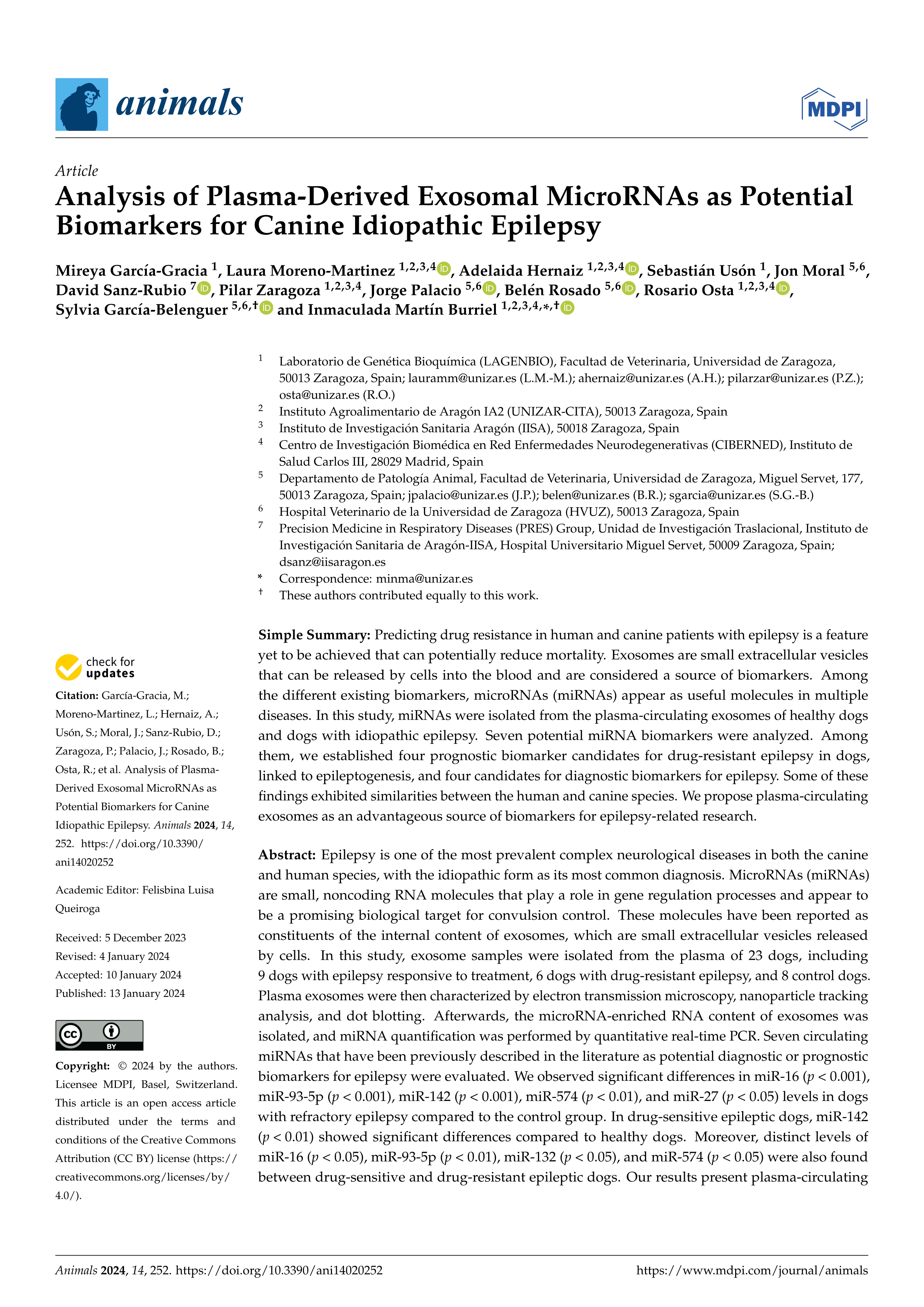 Analysis of plasma-derived exosomal microRNAs as potential biomarkers for canine idiopathic epilepsy