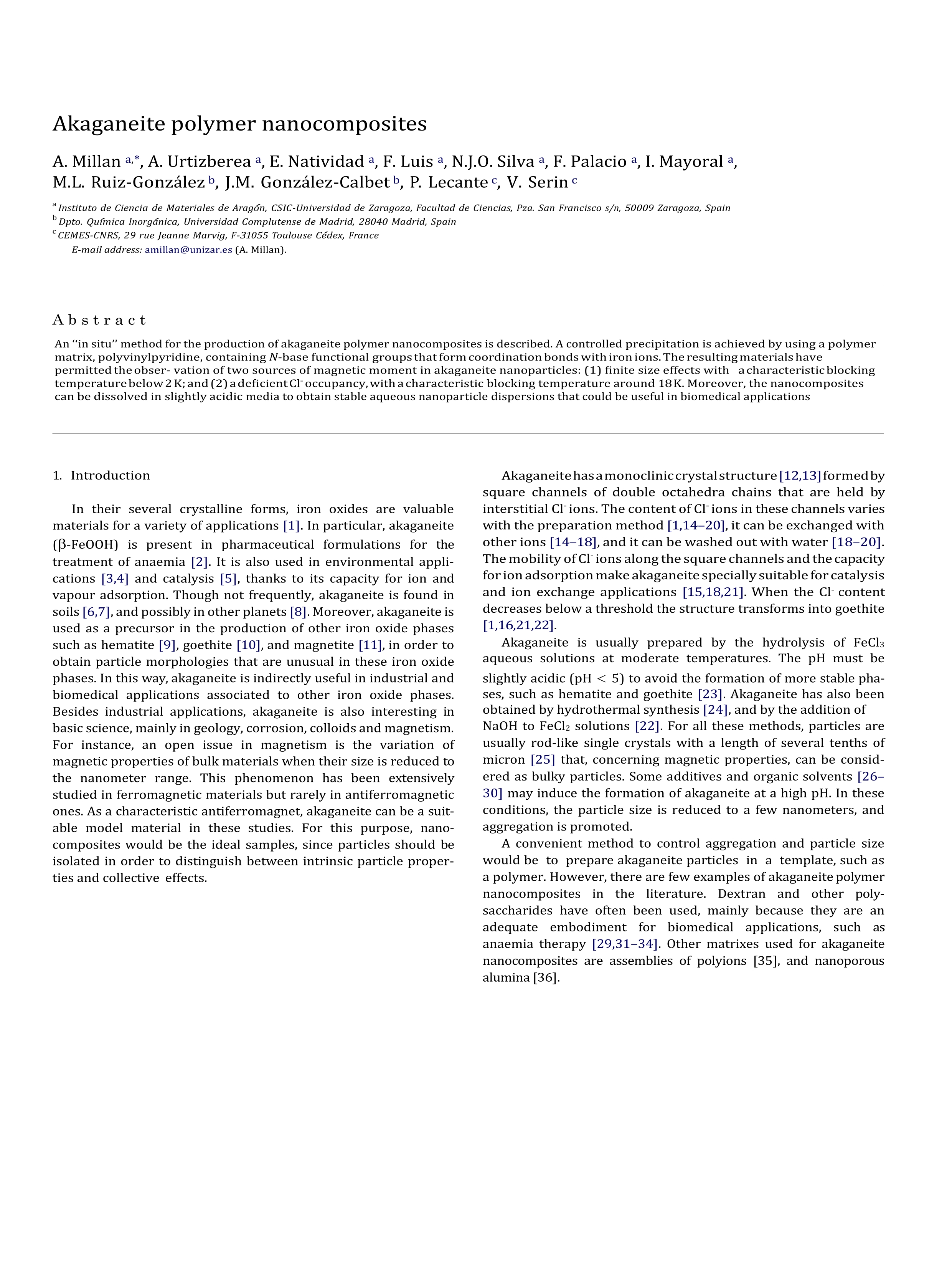 Akaganeite polymer nanocomposites