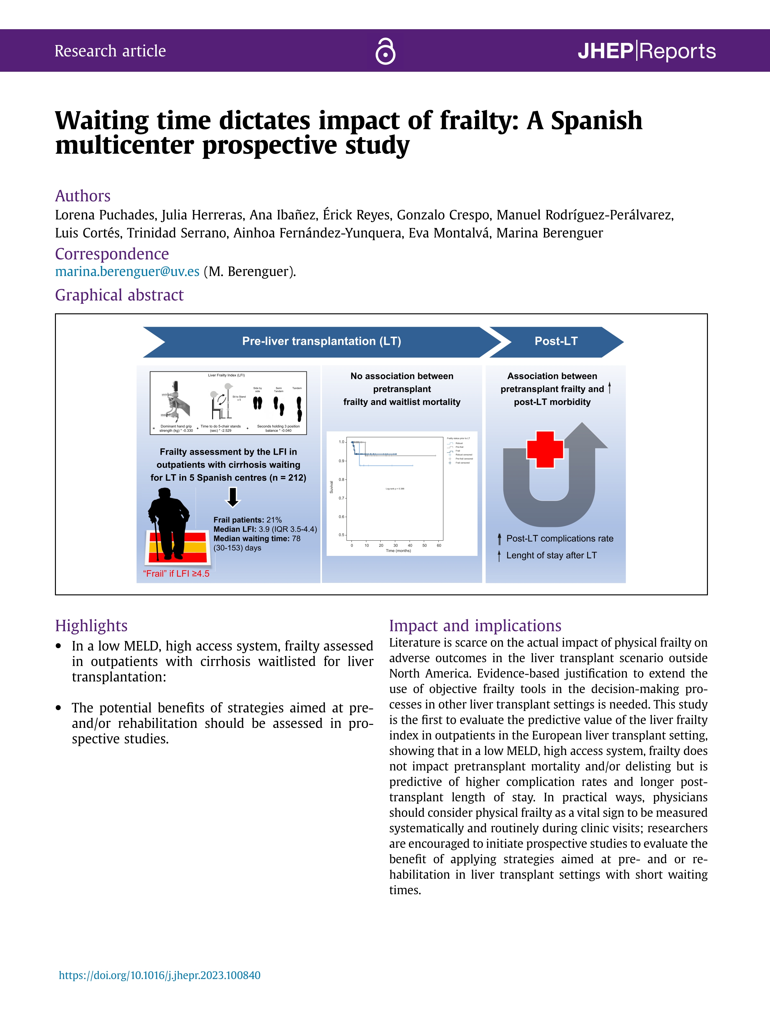 Waiting time dictates impact of frailty: A Spanish multicenter prospective study