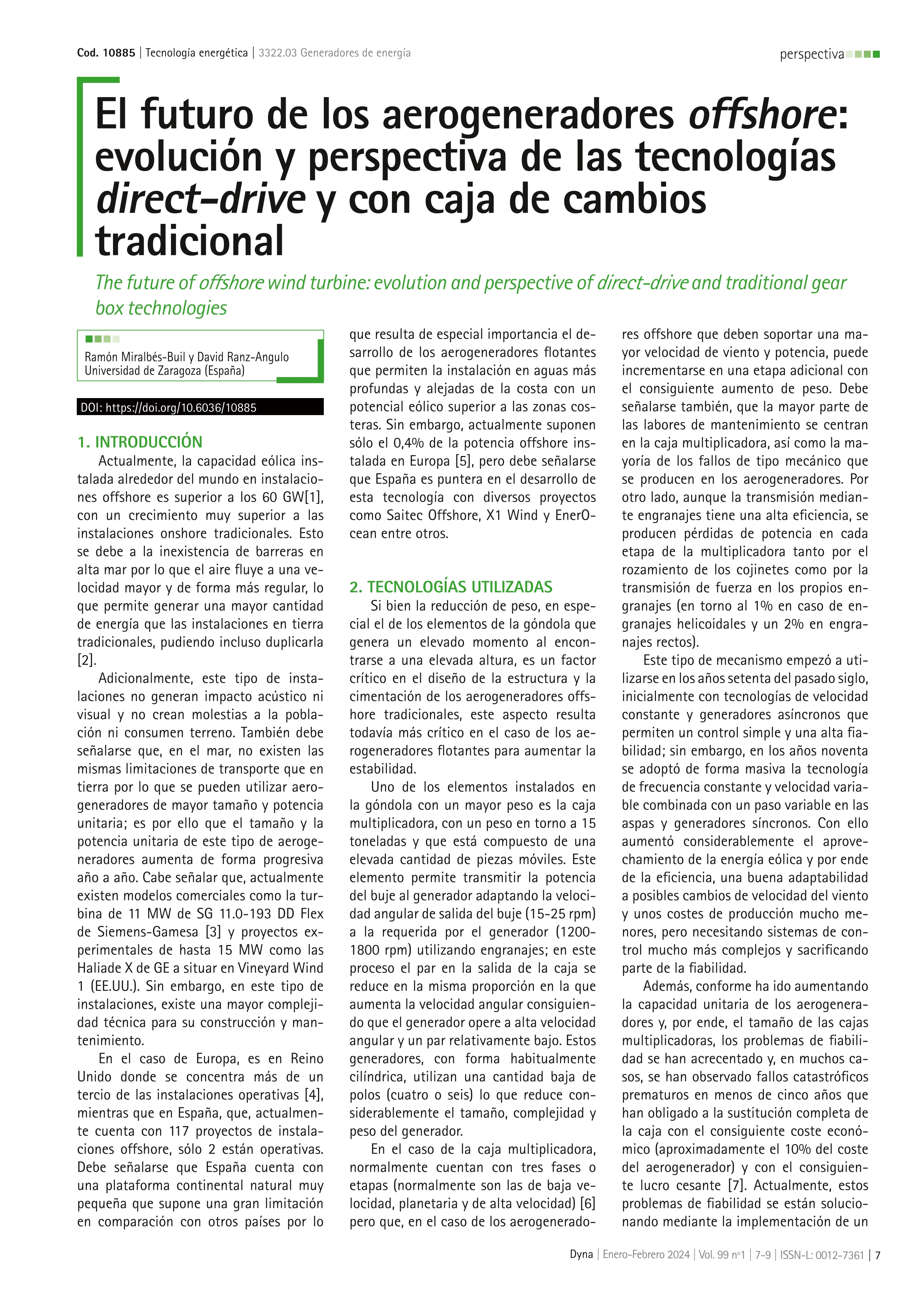 El futuro de los aerogeneradores offshore: evolución y perspectiva de las tecnologías direct-drive y con caja de cambios tradicional