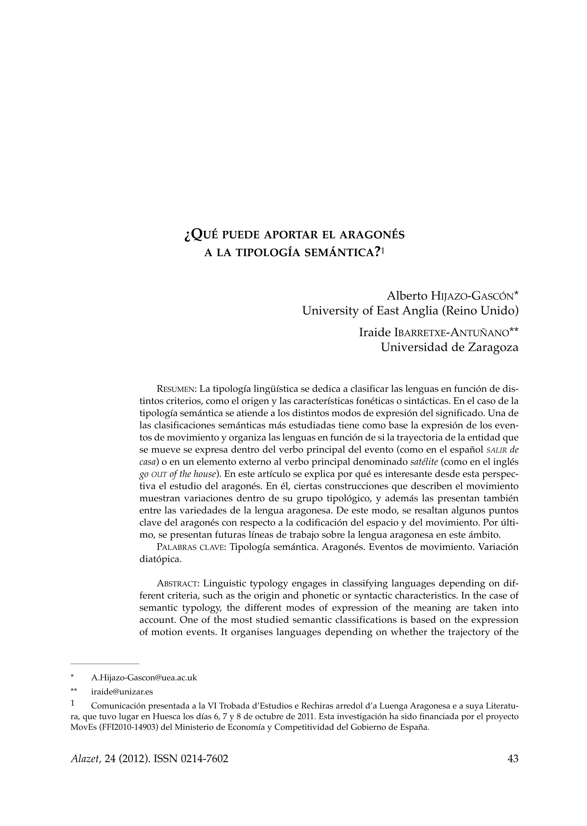 ¿Qué puede aportar el aragonés a la tipología semántica?