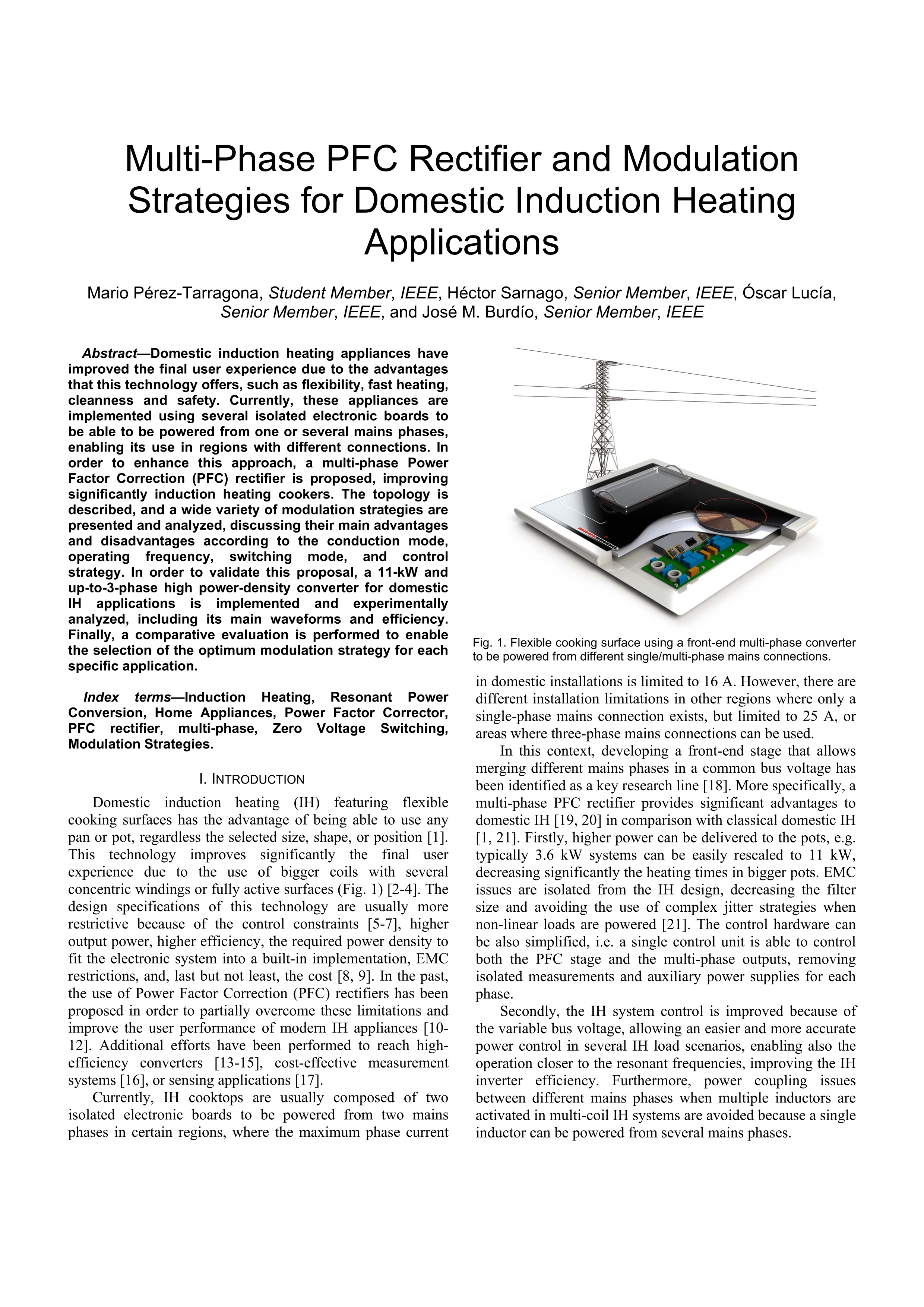 Multi-Phase PFC Rectifier and Modulation Strategies for Domestic Induction Heating Applications