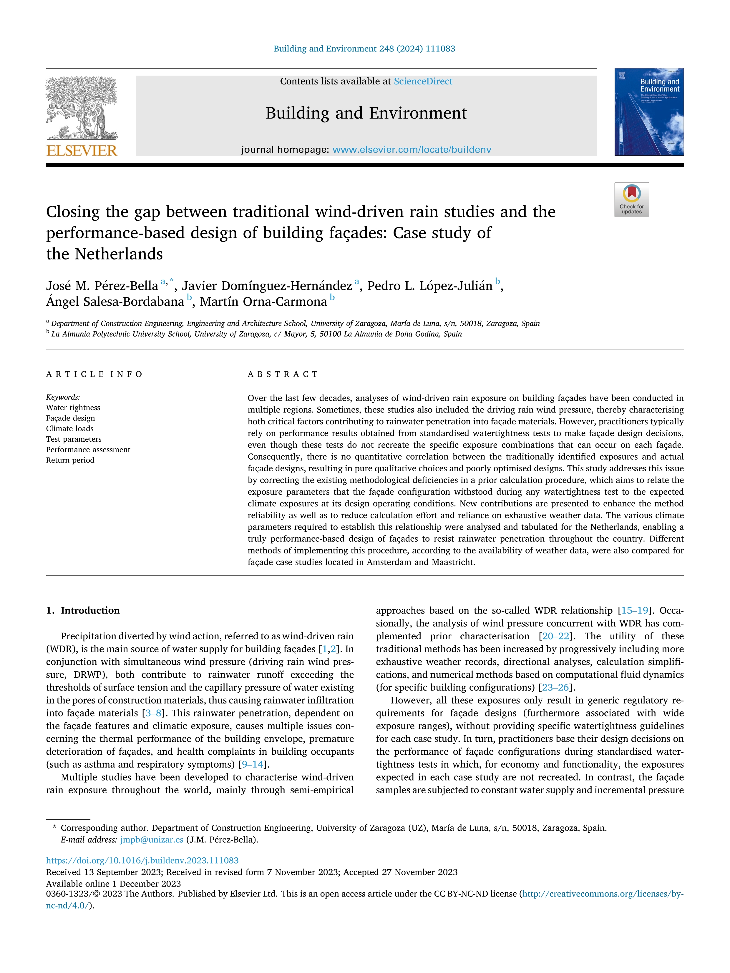 Closing the gap between traditional wind-driven rain studies and the performance-based design of building façades: Case study of the Netherlands