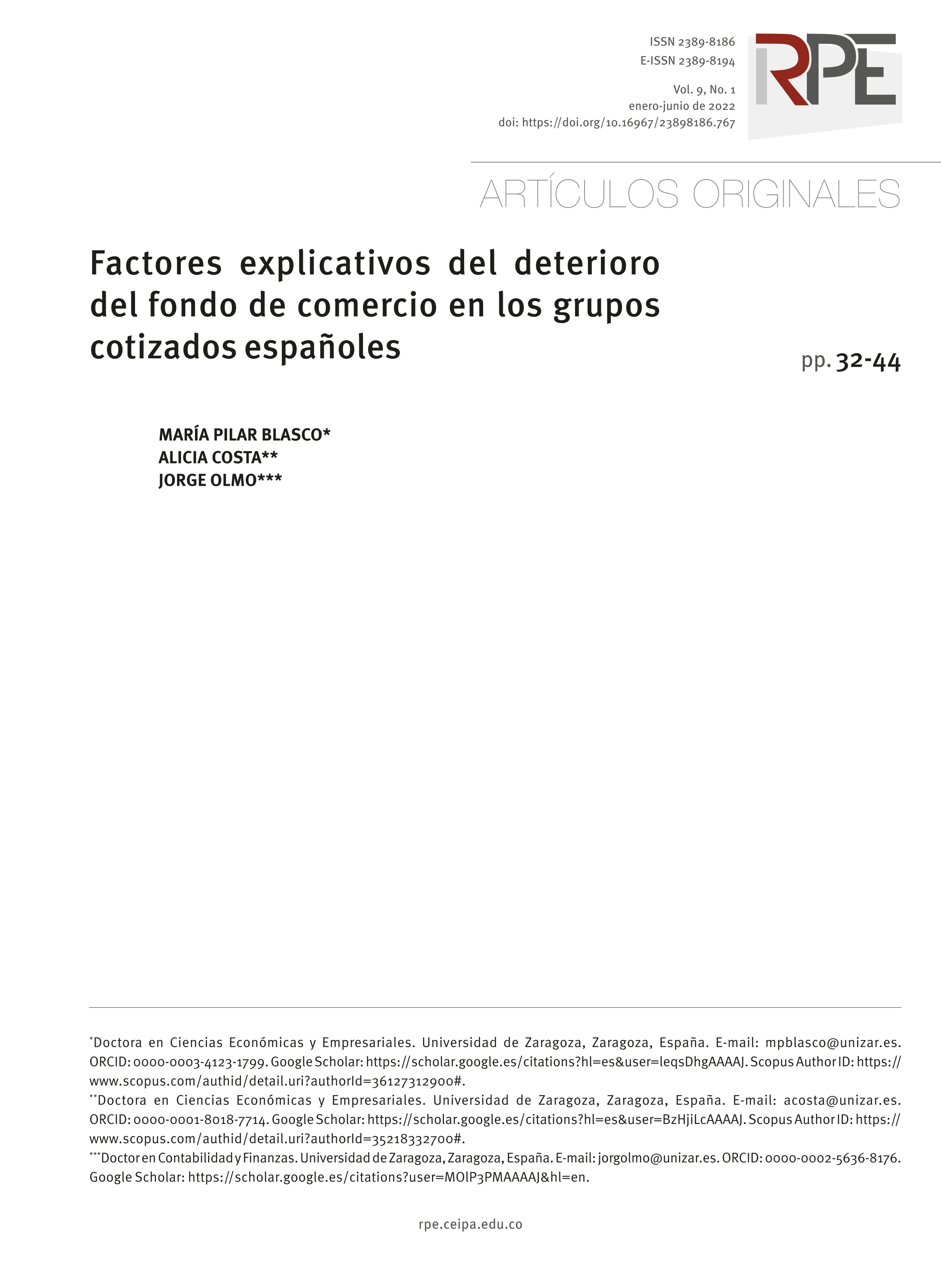 Factores explicativos del deterioro del fondo de comercio en los grupos cotizados españoles