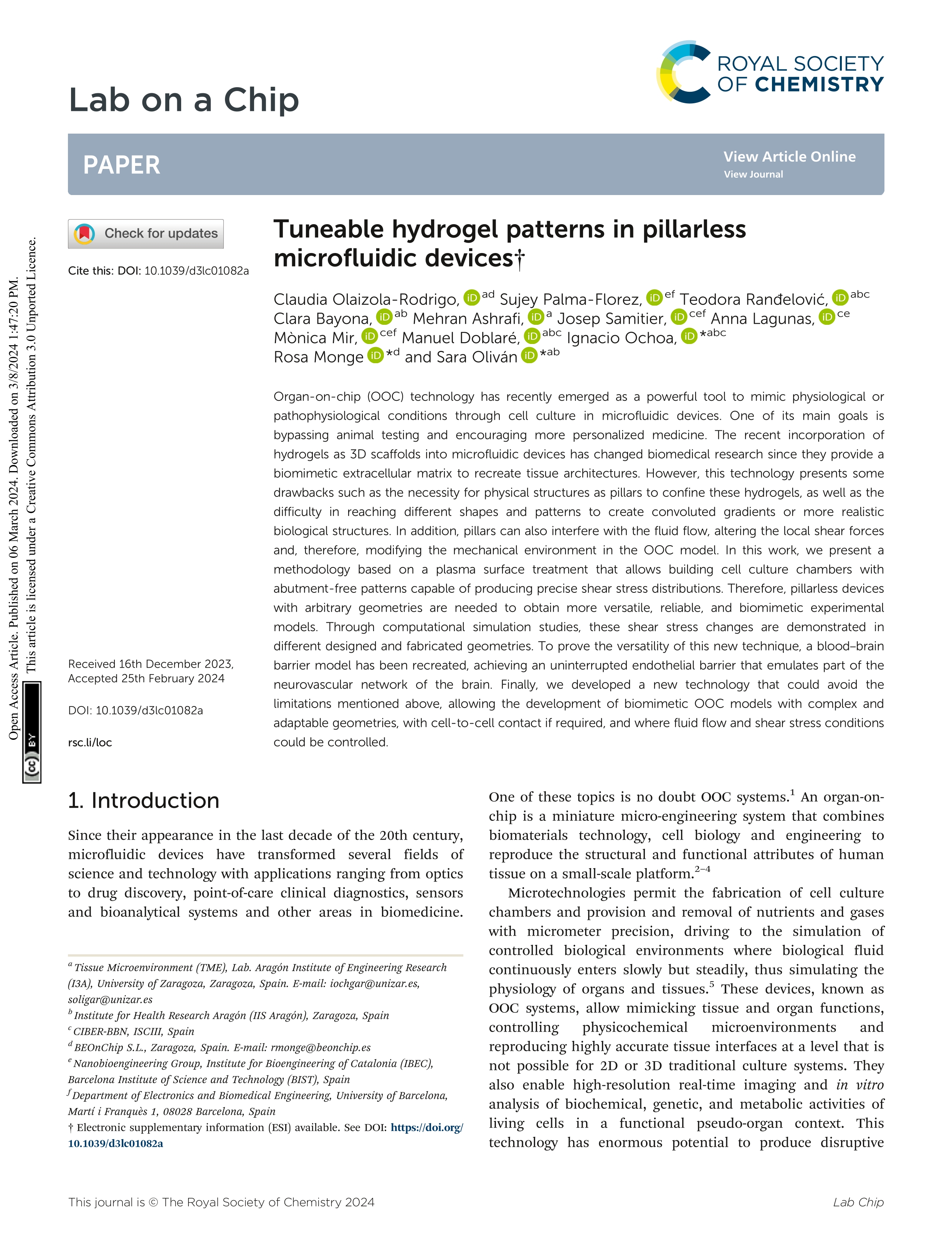 Tuneable hydrogel patterns in pillarless microfluidic devices