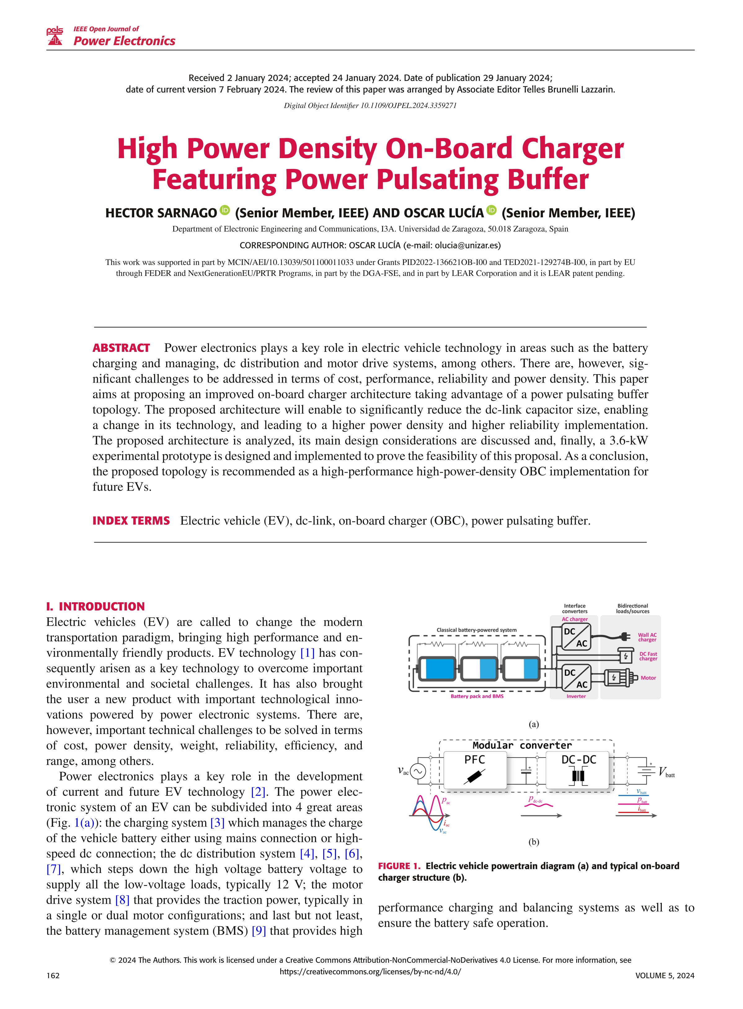 High power density on-board charger featuring power pulsating buffer