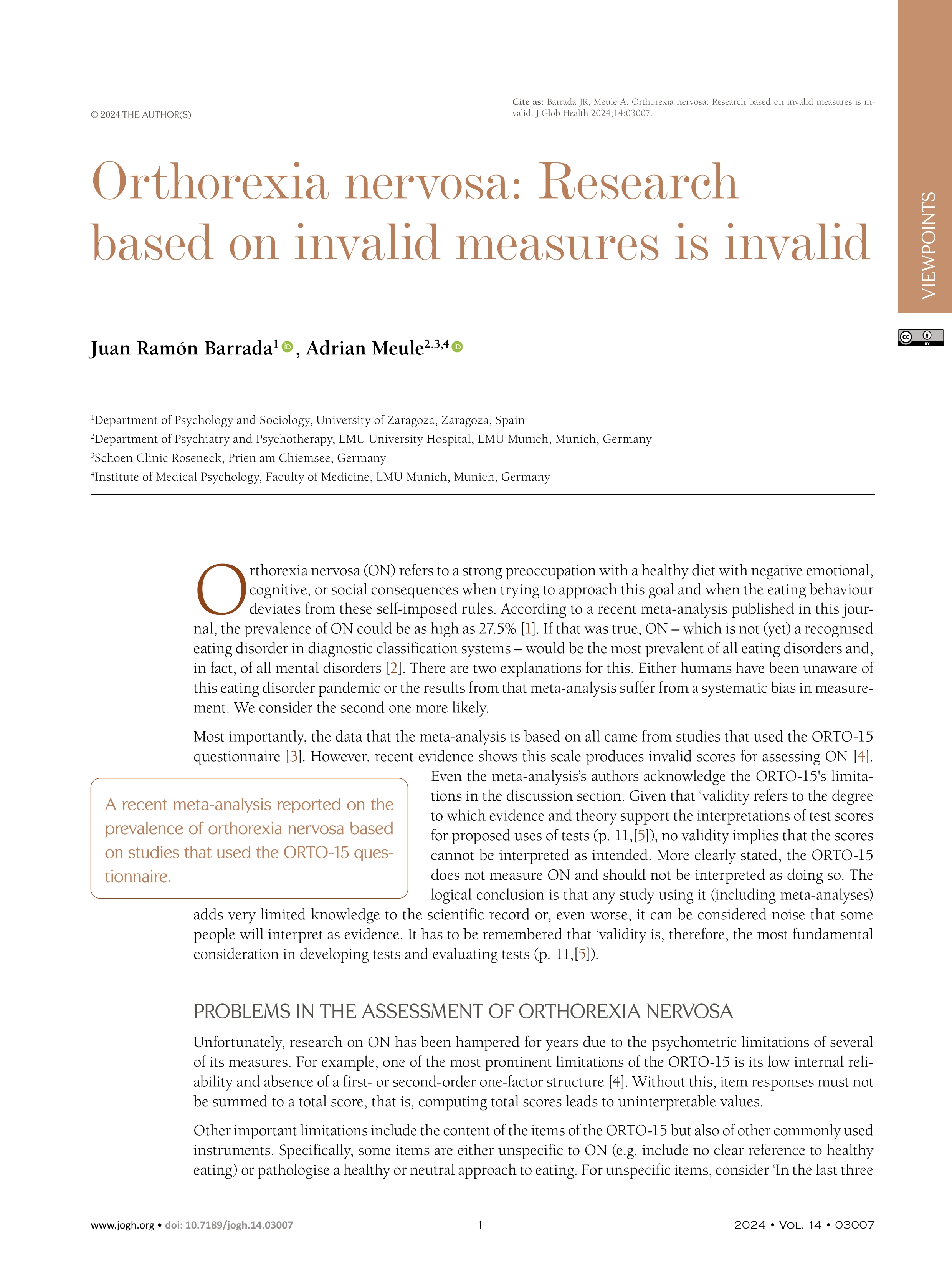 Orthorexia nervosa: research based on invalid measures is invalid