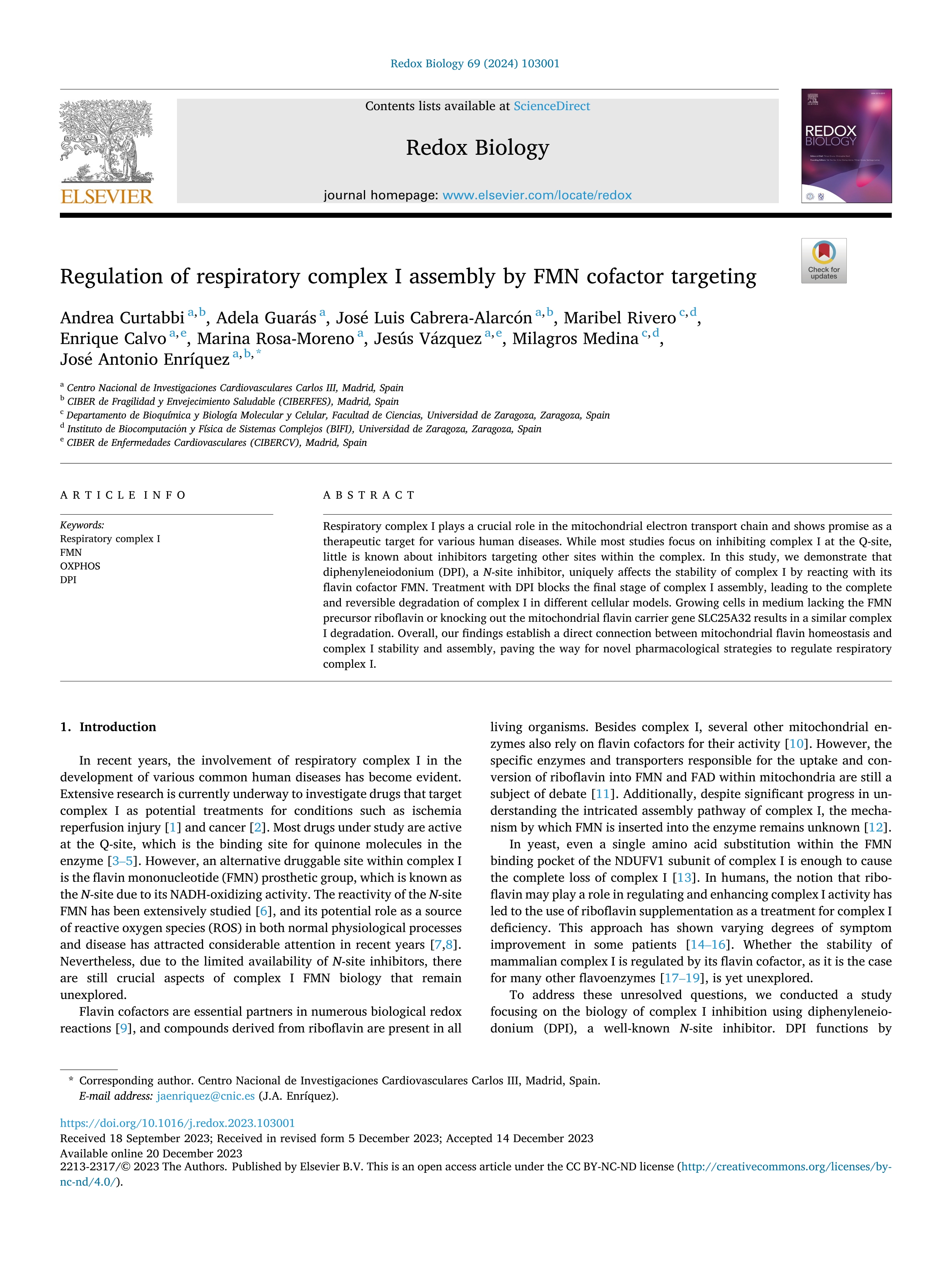 Regulation of respiratory complex I assembly by FMN cofactor targeting