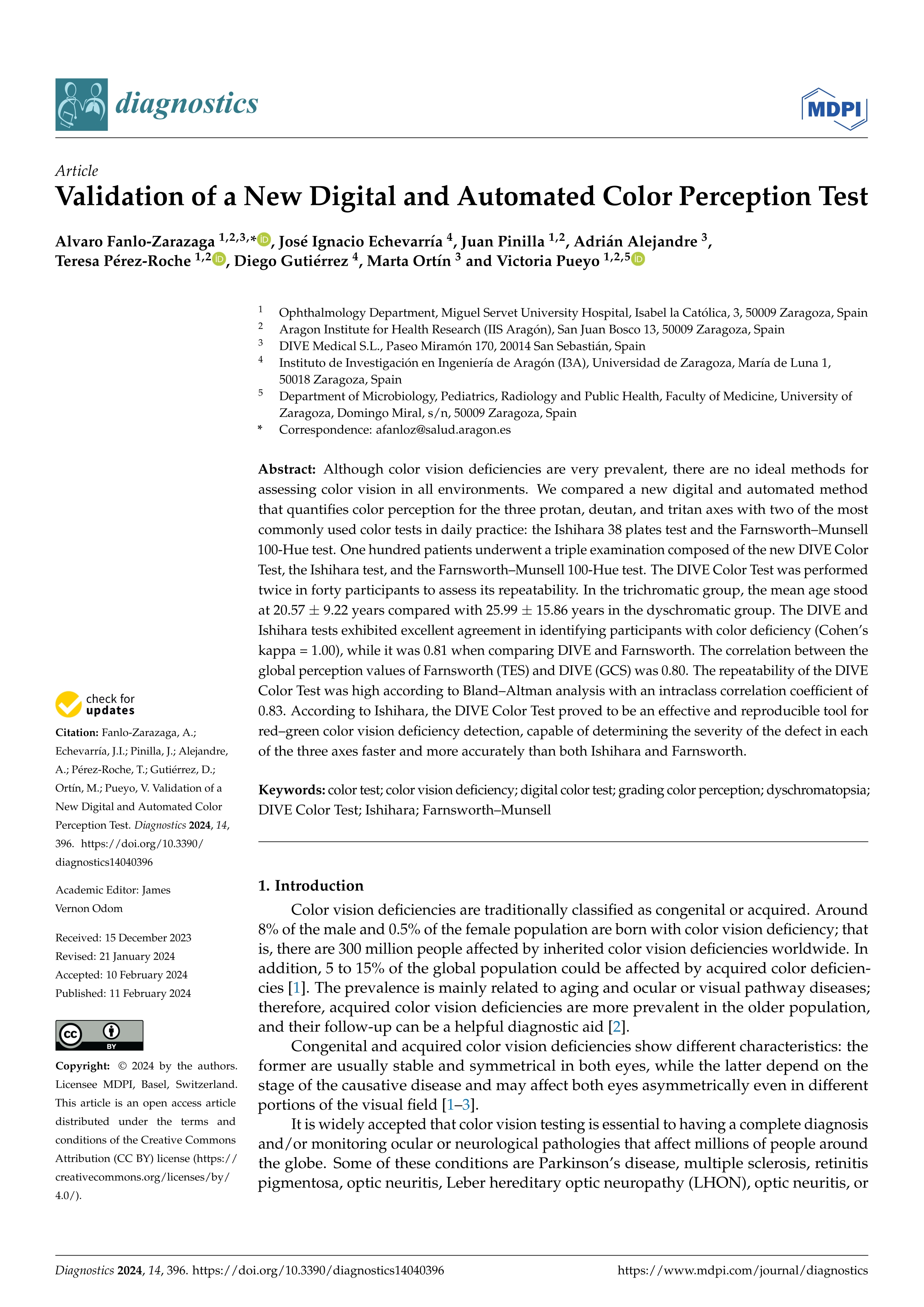Validation of a new digital and automated color perception test